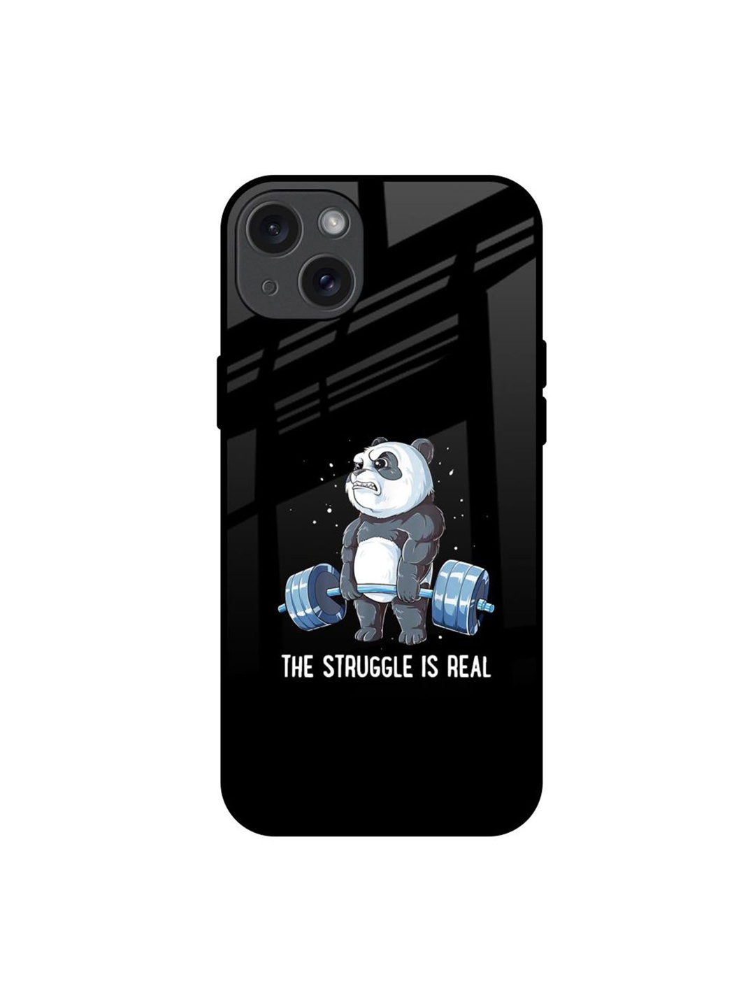 

QRIOH Real Struggle Real Printed iPhone 15 Plus Back Case, Black