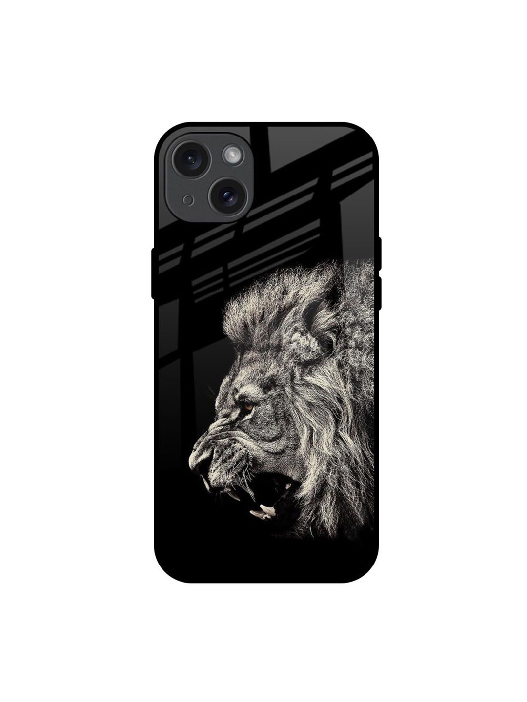 

QRIOH Brave Lion Printed iPhone 15 Plus Back Case, Black
