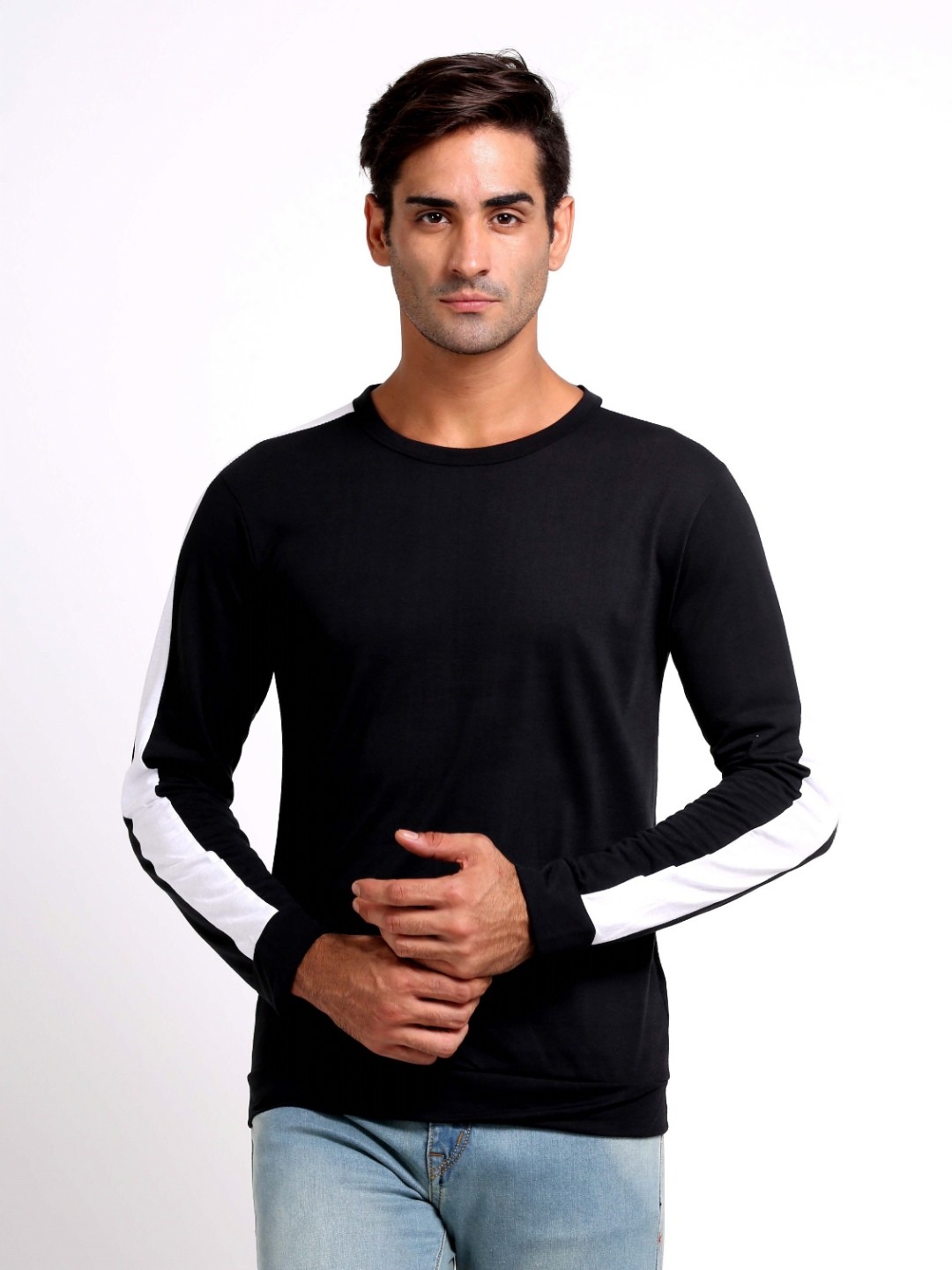 

SCATCHITE Men Drop-Shoulder Sleeves Raw Edge T-shirt, Black