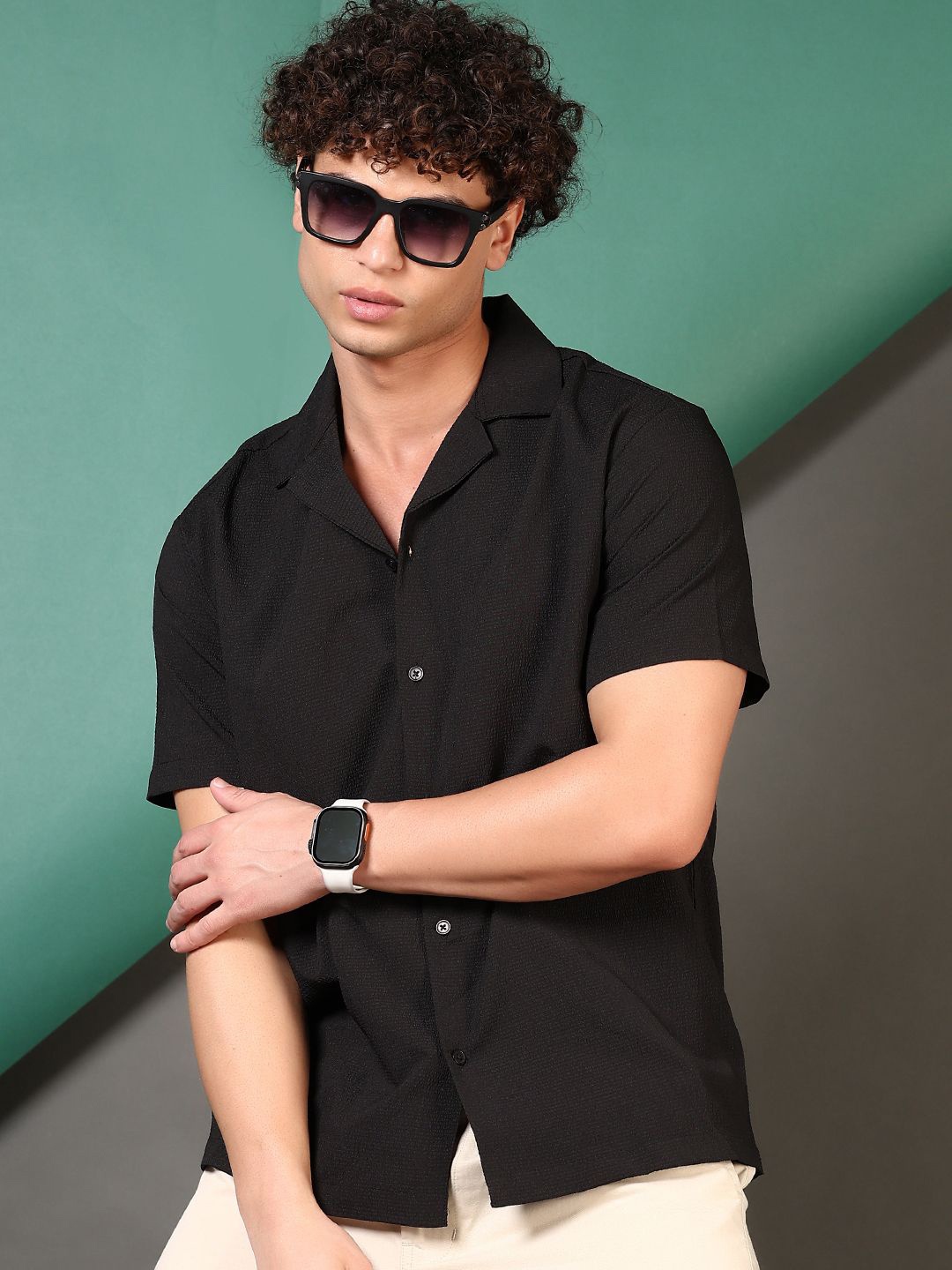 

V-Mart Men Opaque Casual Shirt, Black
