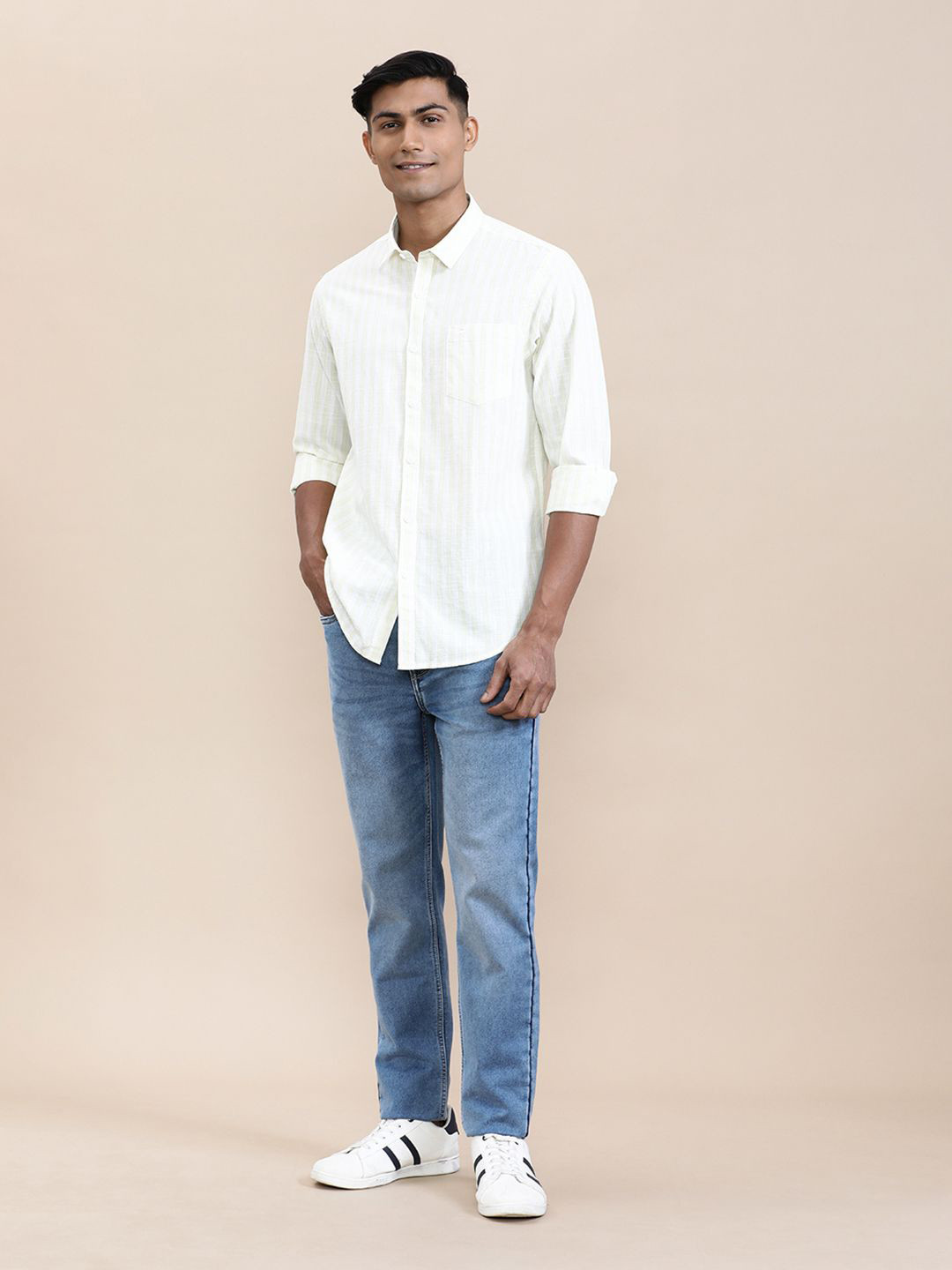 

Crocodile Men Stripe Textured Comfort Shirt, Green