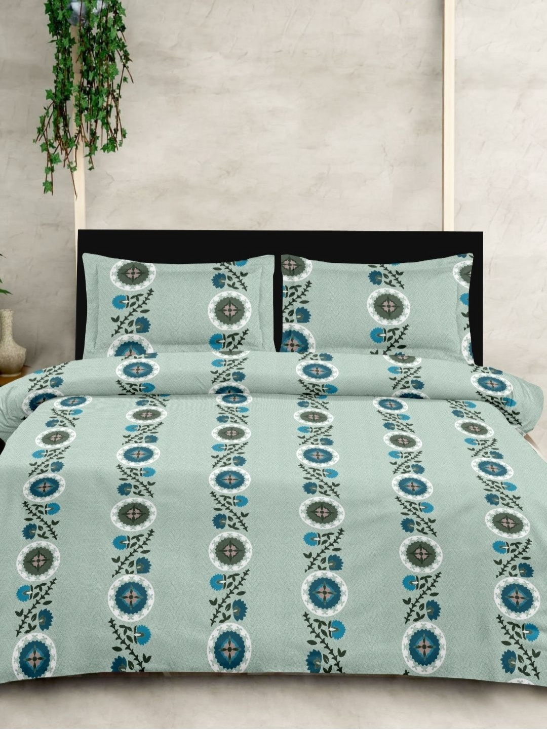 

Sleeping Owls-because your sleep matters Printed Cotton King Bedsheet Set 2.74 m x 2.74 m, Teal