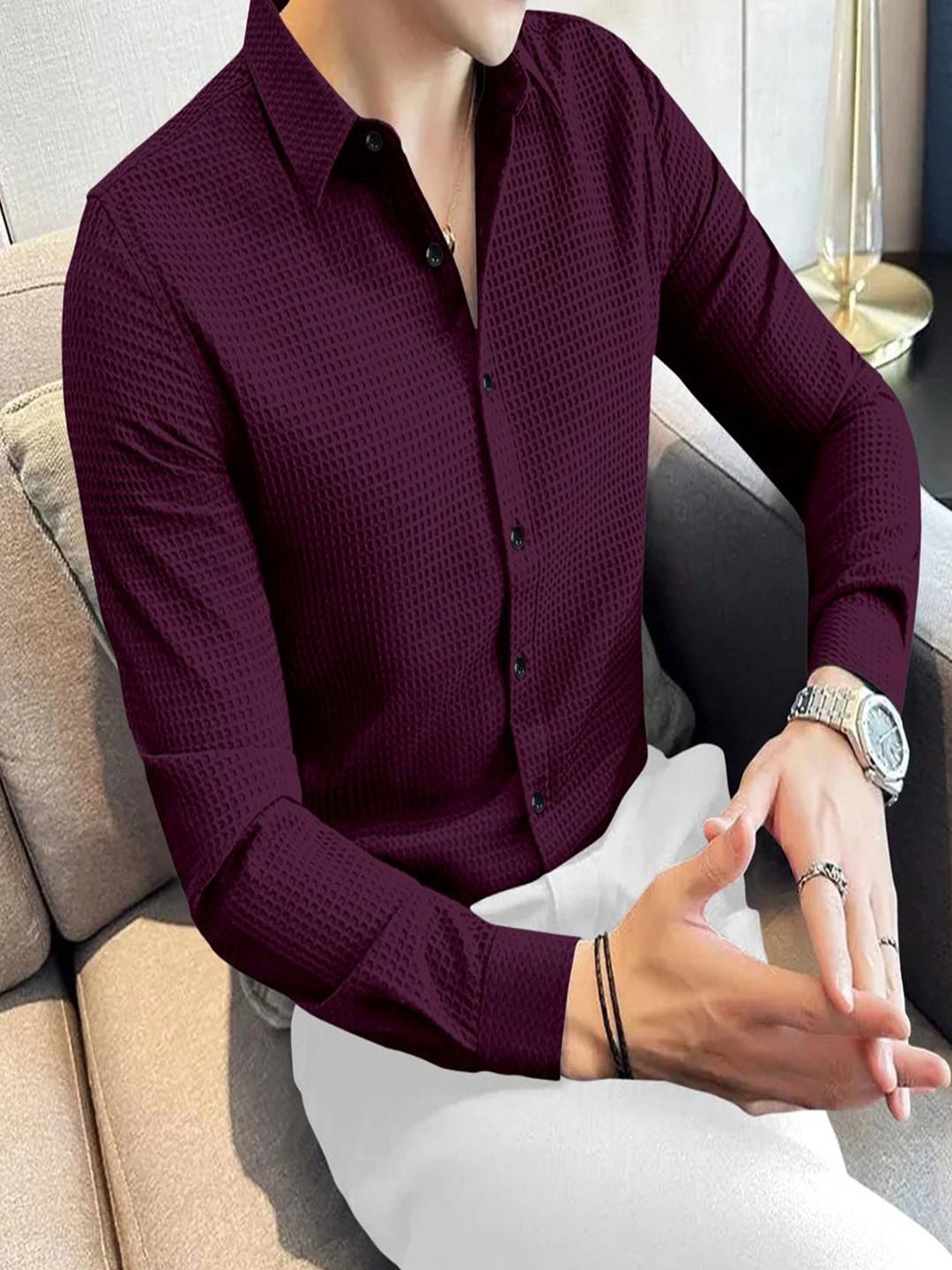 

Fashion2wear Men Premium Opaque Casual Shirt, Purple