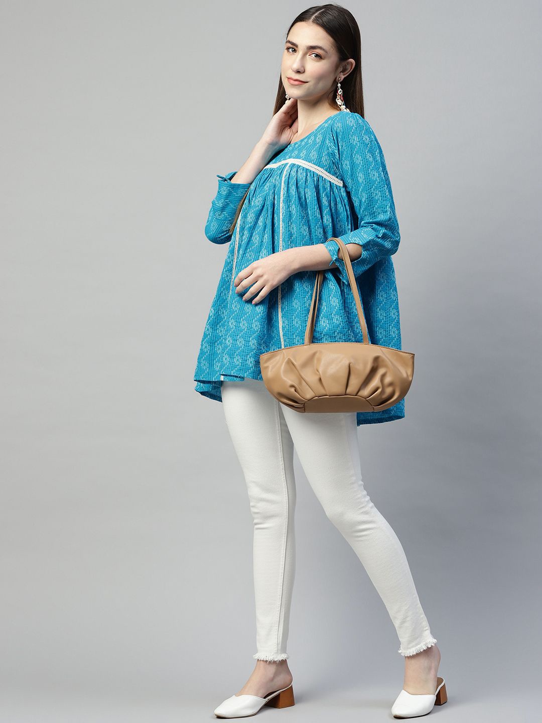 

KALINI Striped Fit & Flare Dress, Turquoise blue