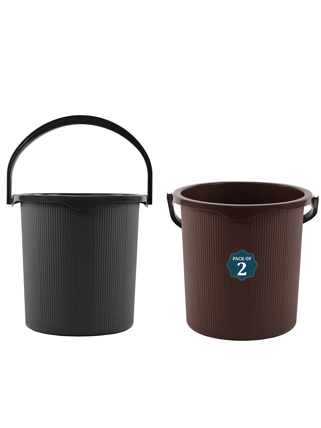 

Kuber Industries Magnite Brown & Grey 2 Pieces Striped Bucket 25L