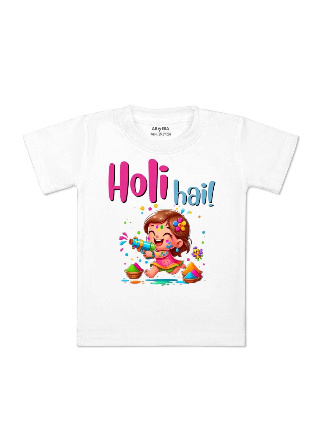 

Arvesa Holi Hai Printed Regular Fit Tshirt, White