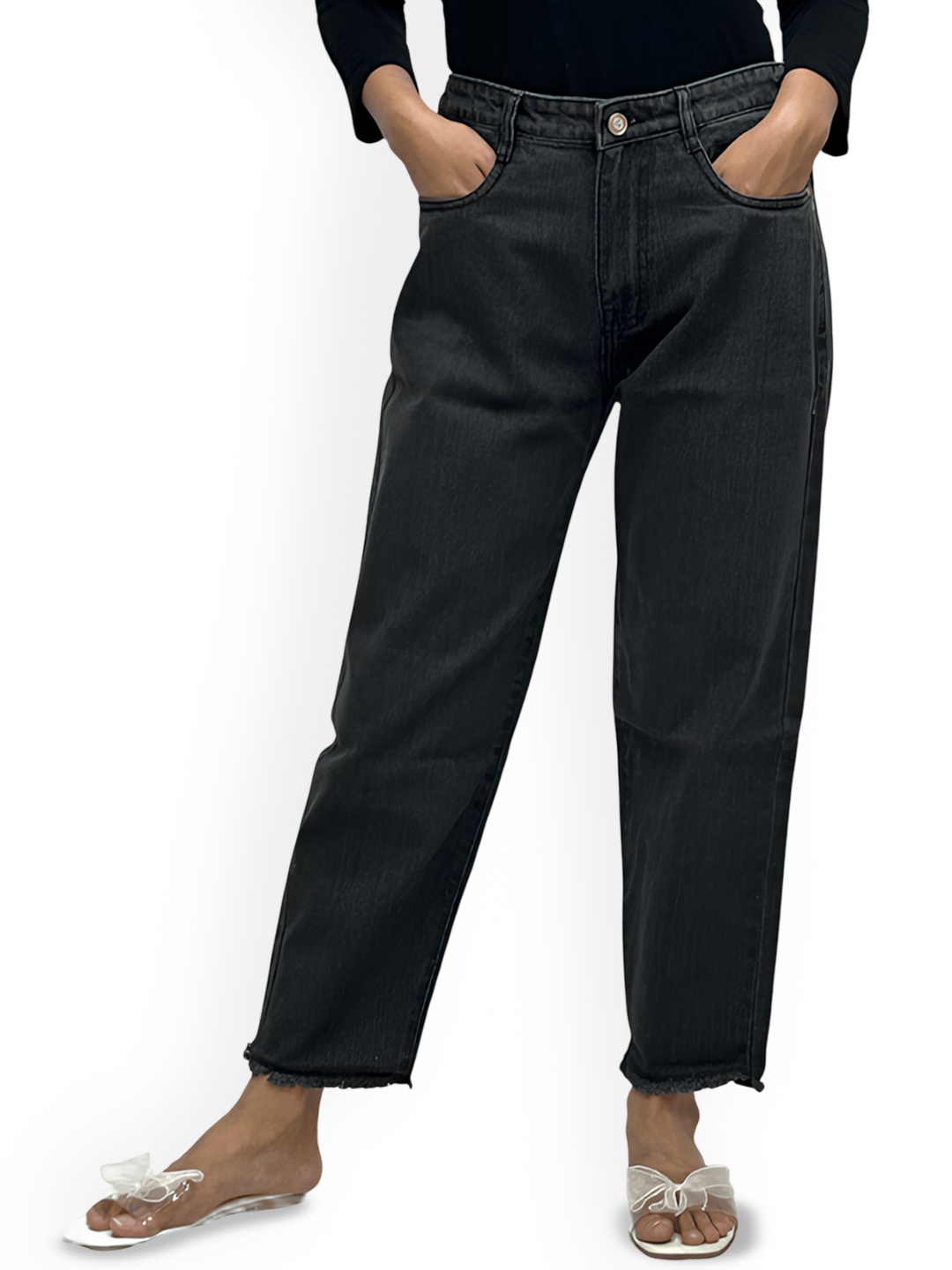 

BAESD Women Relaxed Loose Fit High-Rise Trousers, Black