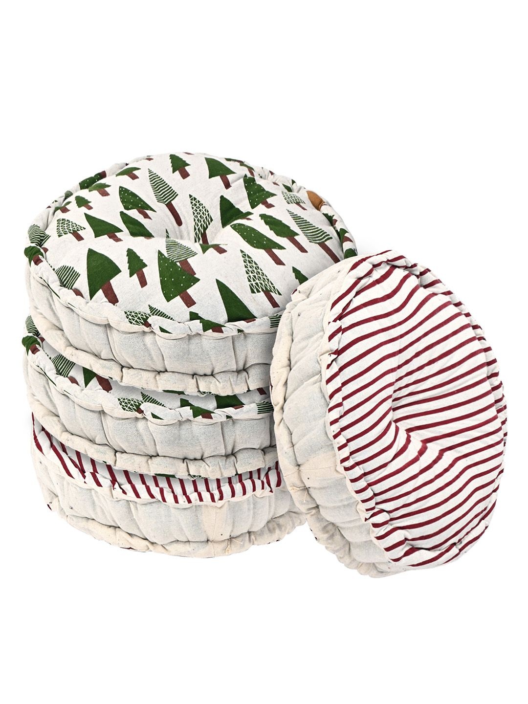 

Kuber Industries Maroon & Green 4 Pieces Printed Sitting Chair Cushion Pads