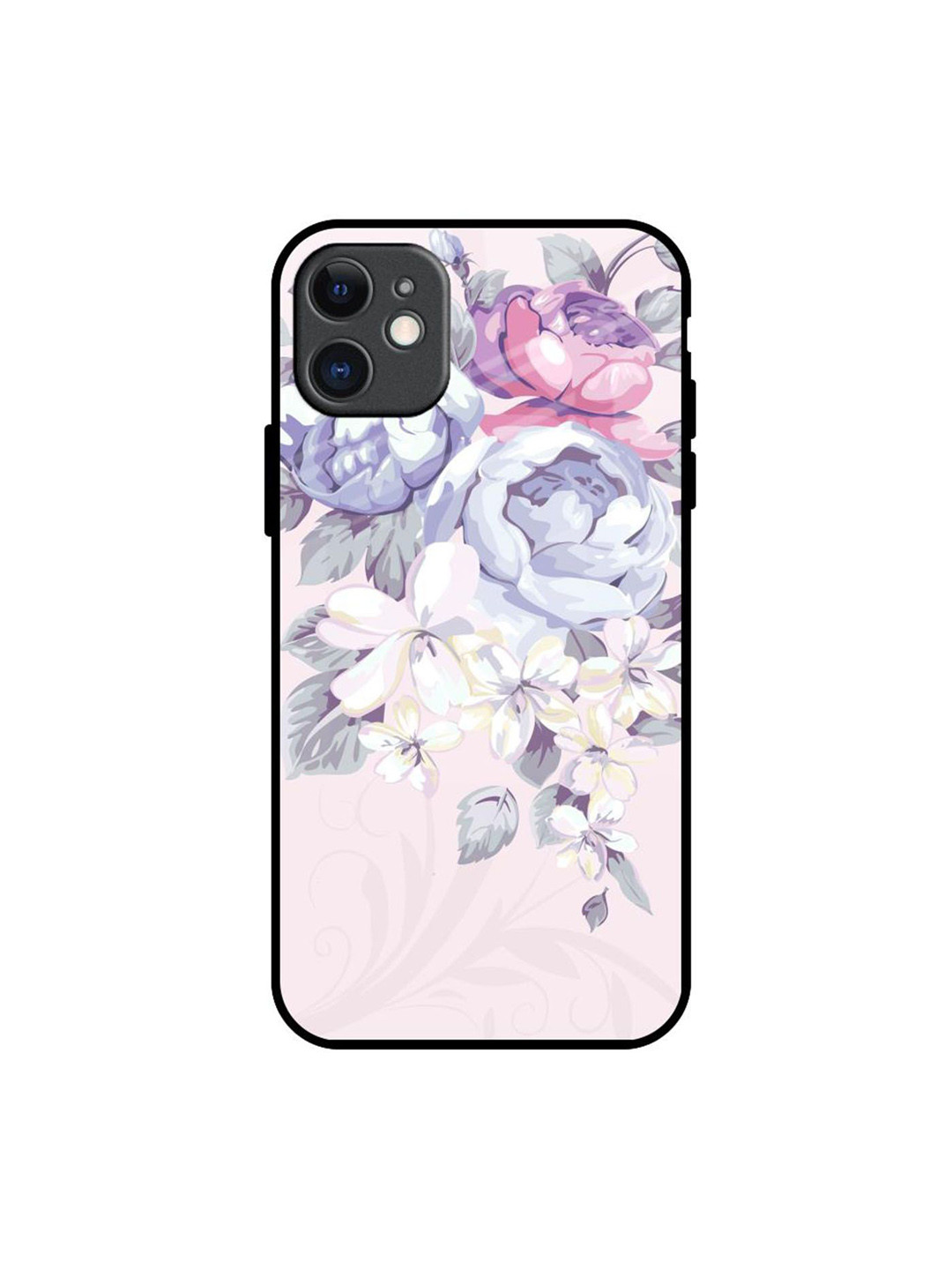 

QRIOH Elegant Floral Printed iPhone 11 Back Case, Purple