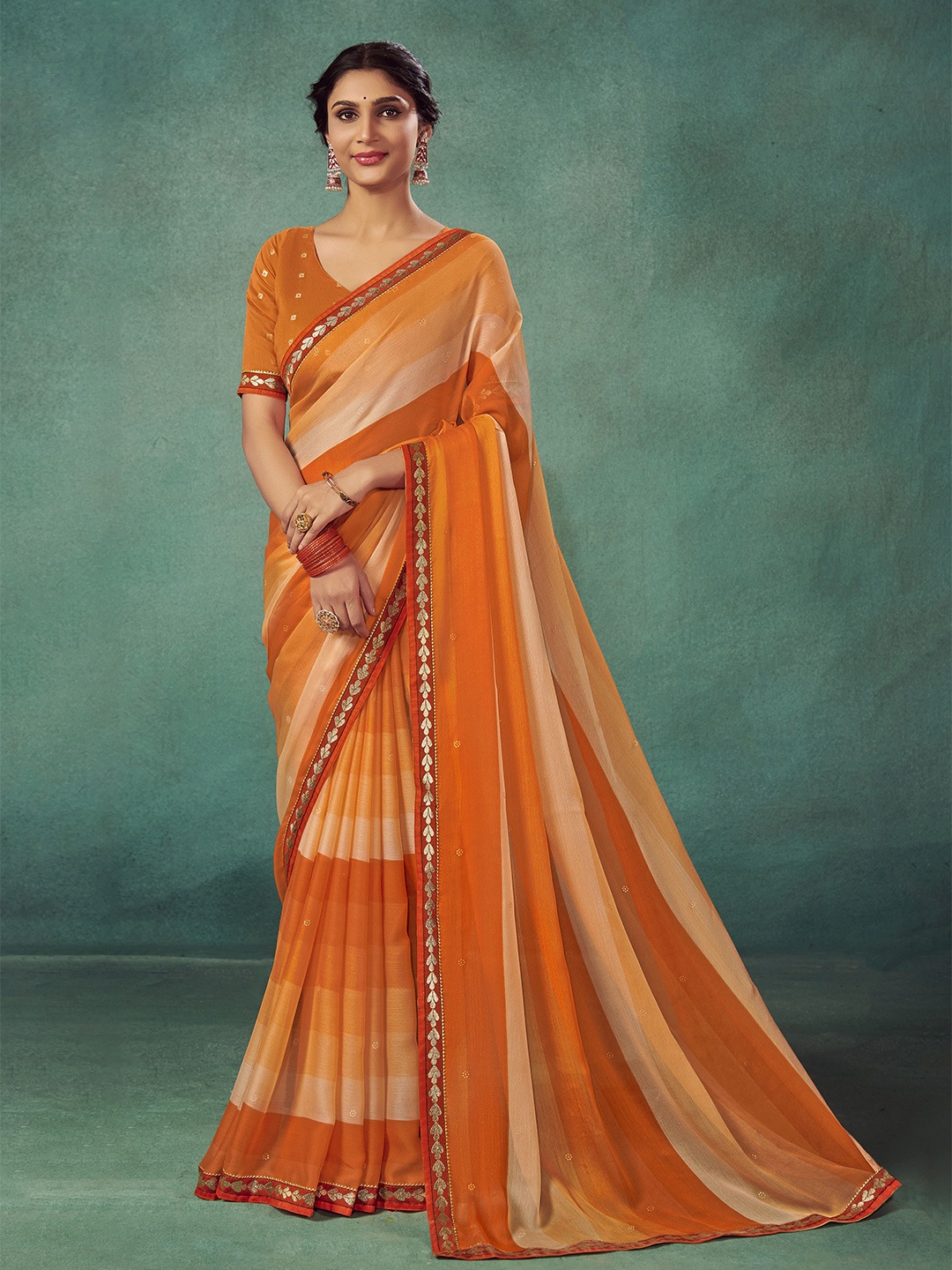 

Sangria Saree With Blouse Piece, Orange