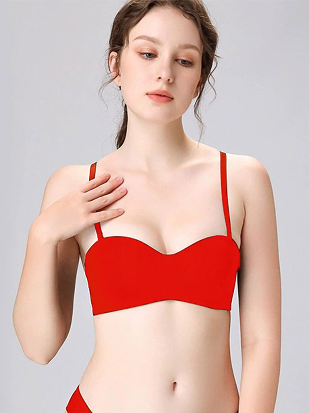 

Tesmezy Bra Full Coverage Underwired Lightly Padded, Red