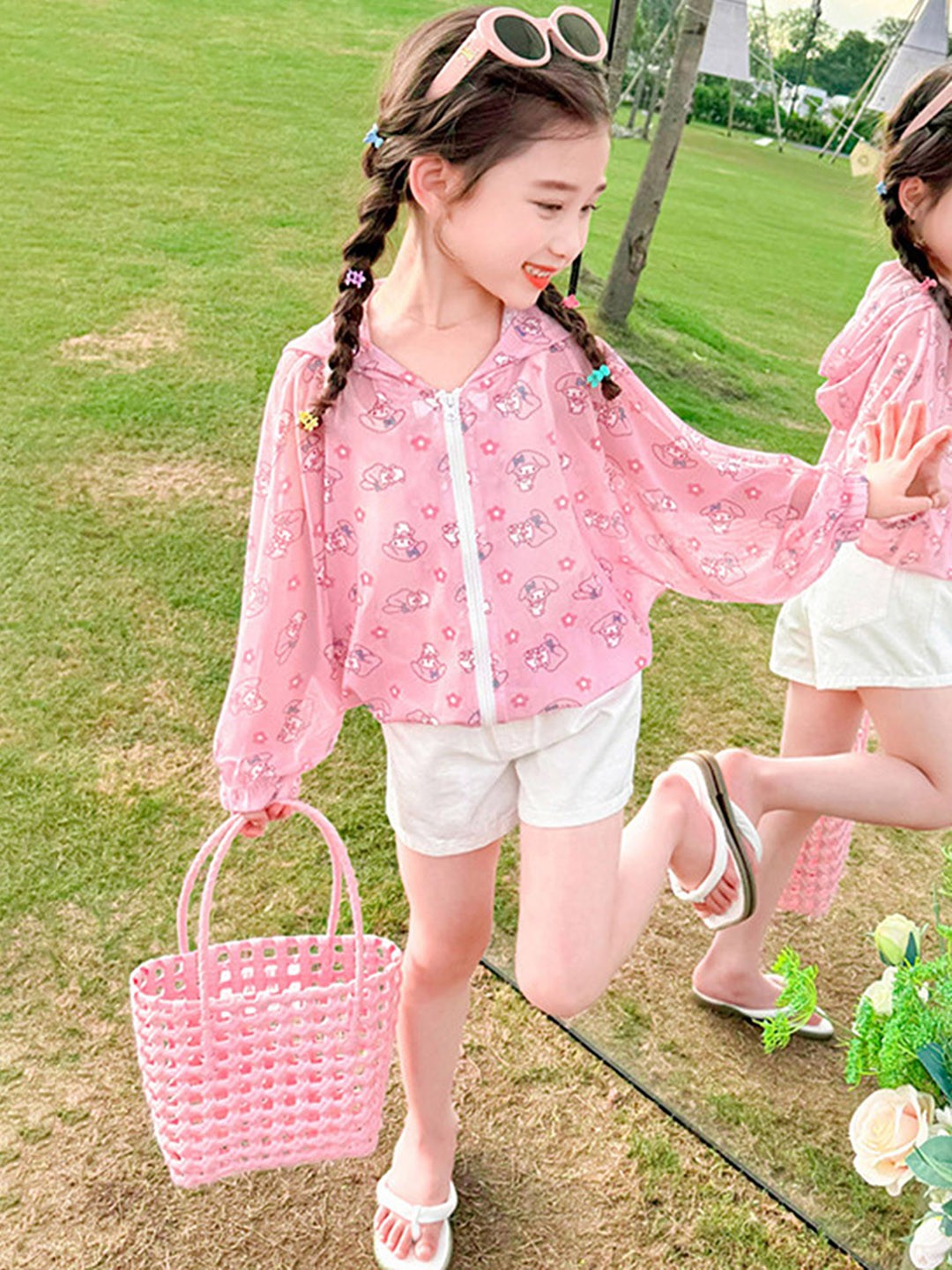 

LULU & SKY Girls Floral without Crop Tailored Jacket, Pink