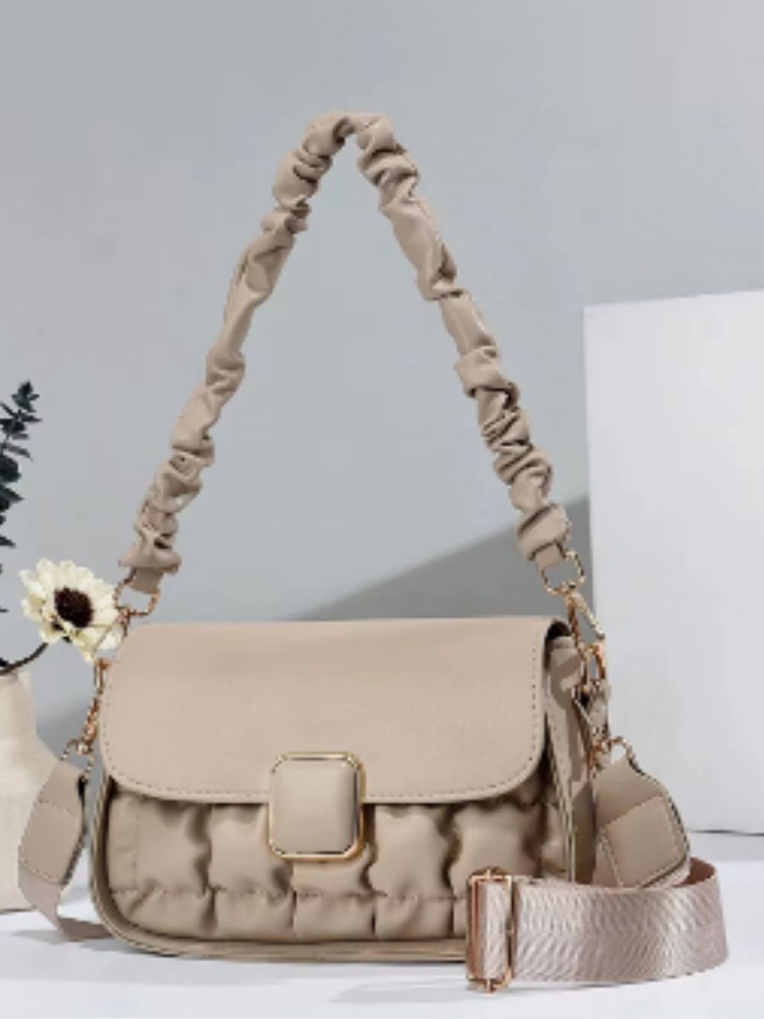 

CARRY CARAT Textured Swagger Sling Bag with Tasselled, Beige