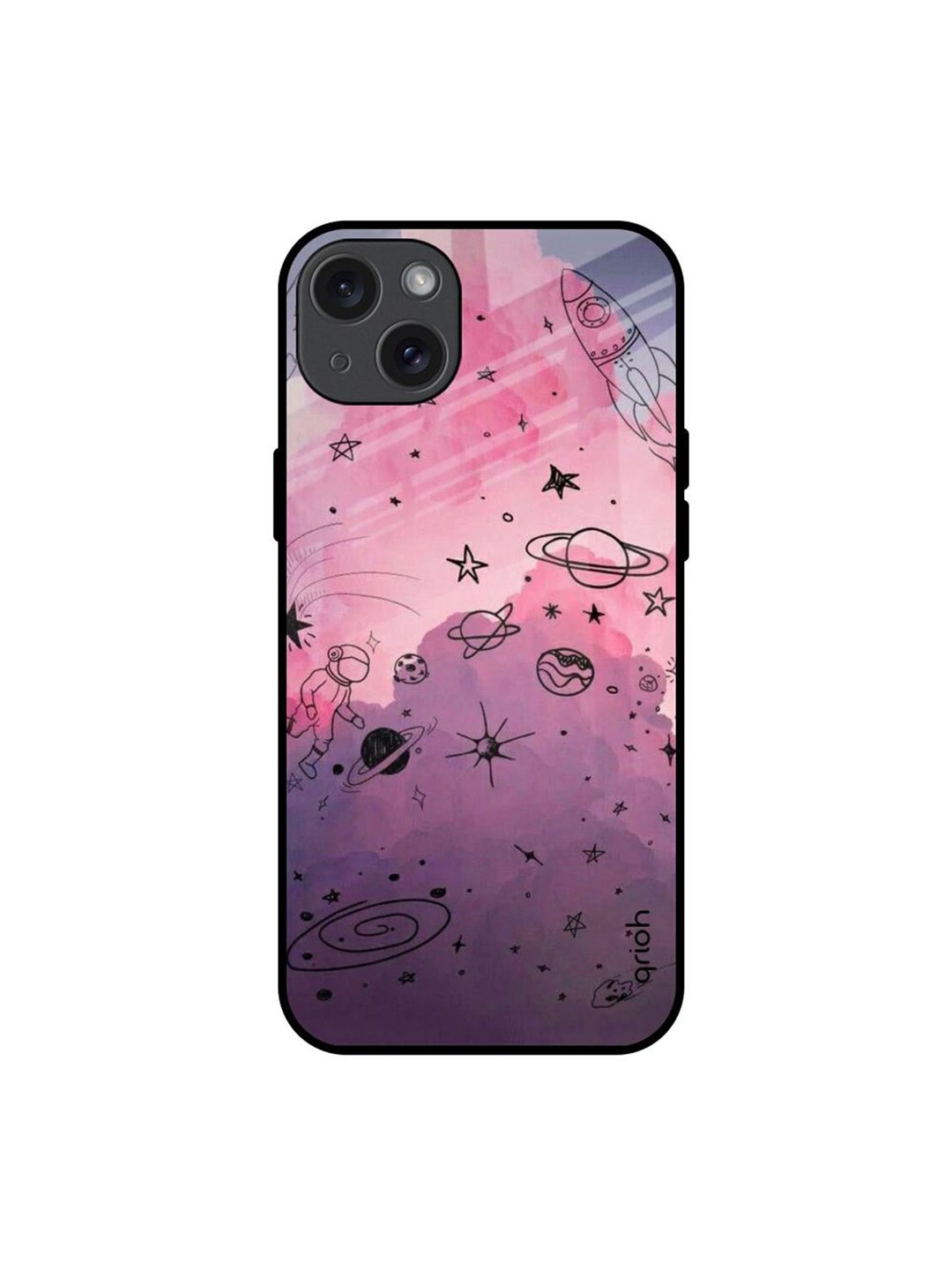 

QRIOH Space Doodles Printed iPhone 15 Plus Back Case, Purple