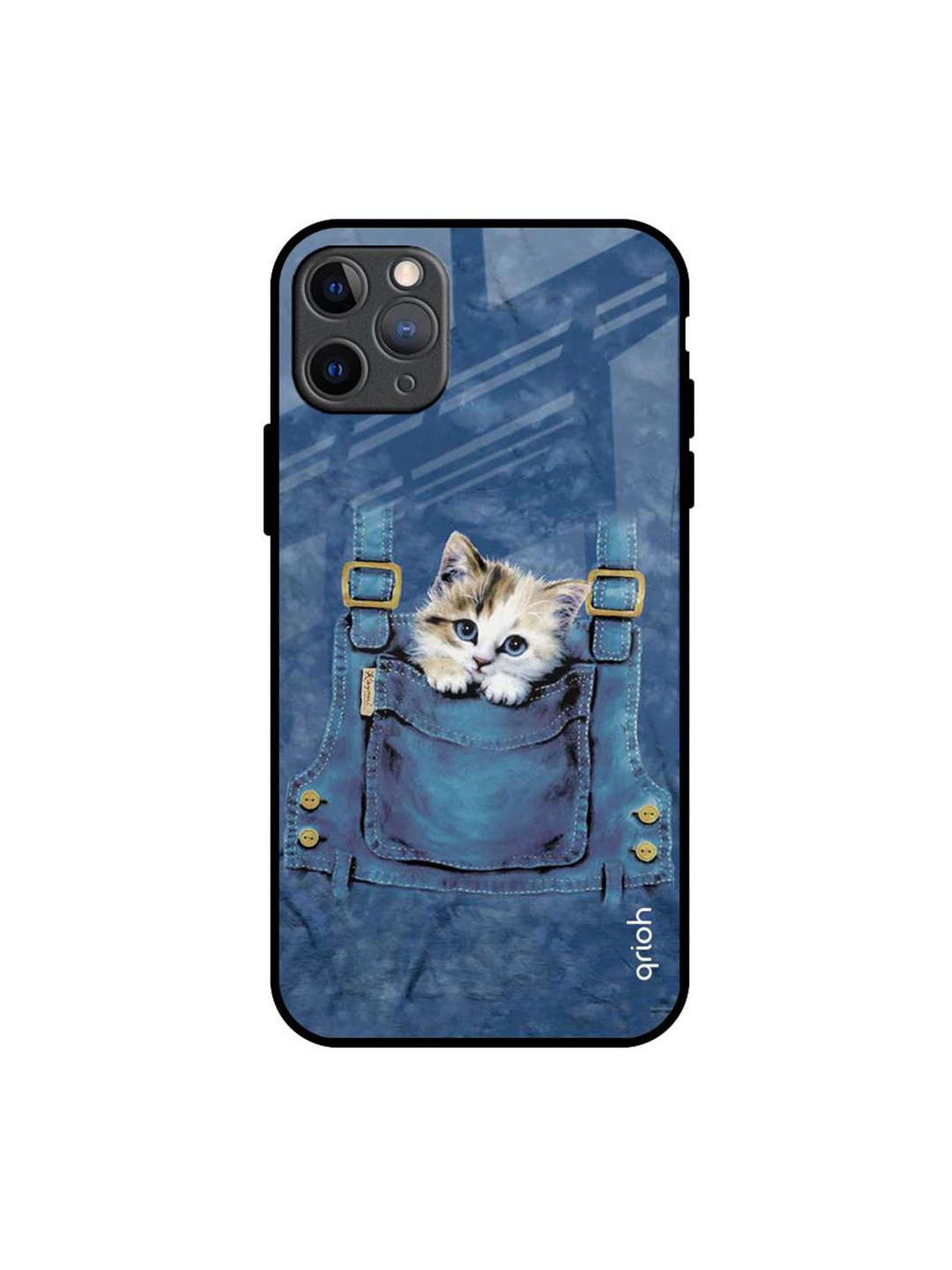 

QRIOH Kitty In Pocket Printed iPhone 11 Pro Max Back Case, Blue