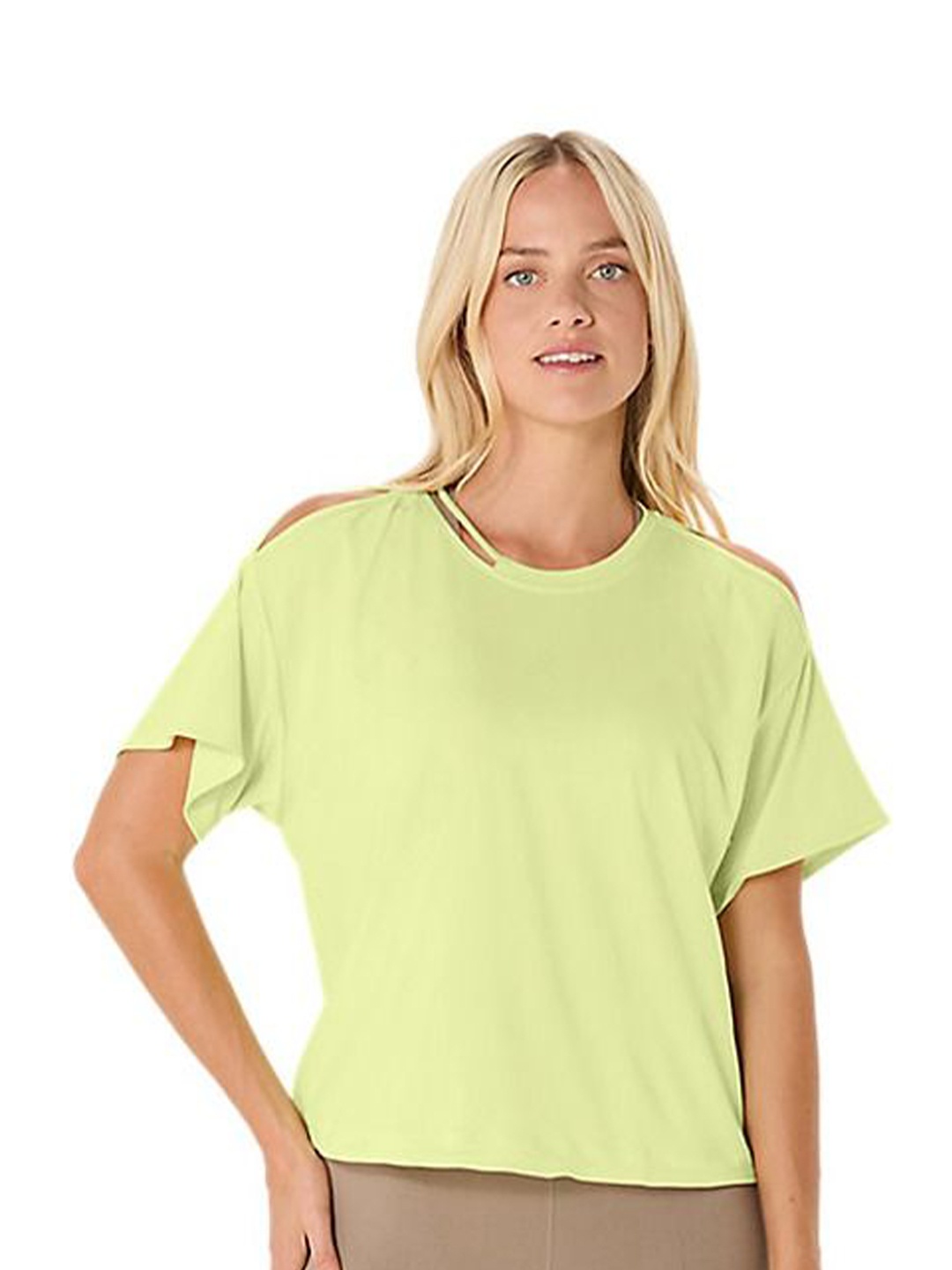 

ASICS Women Solid Round Neck Relaxed Fit T-shirt, Yellow