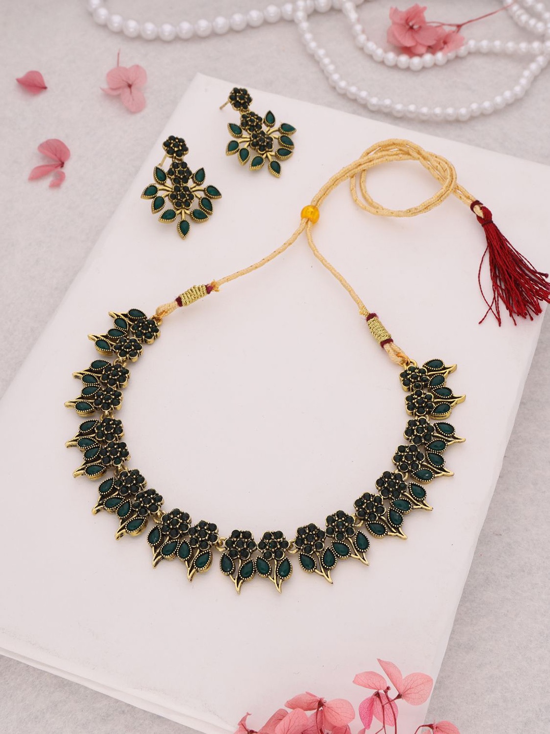 

Lyriss Gold-Plated American Diamond Studded Jewellery Set