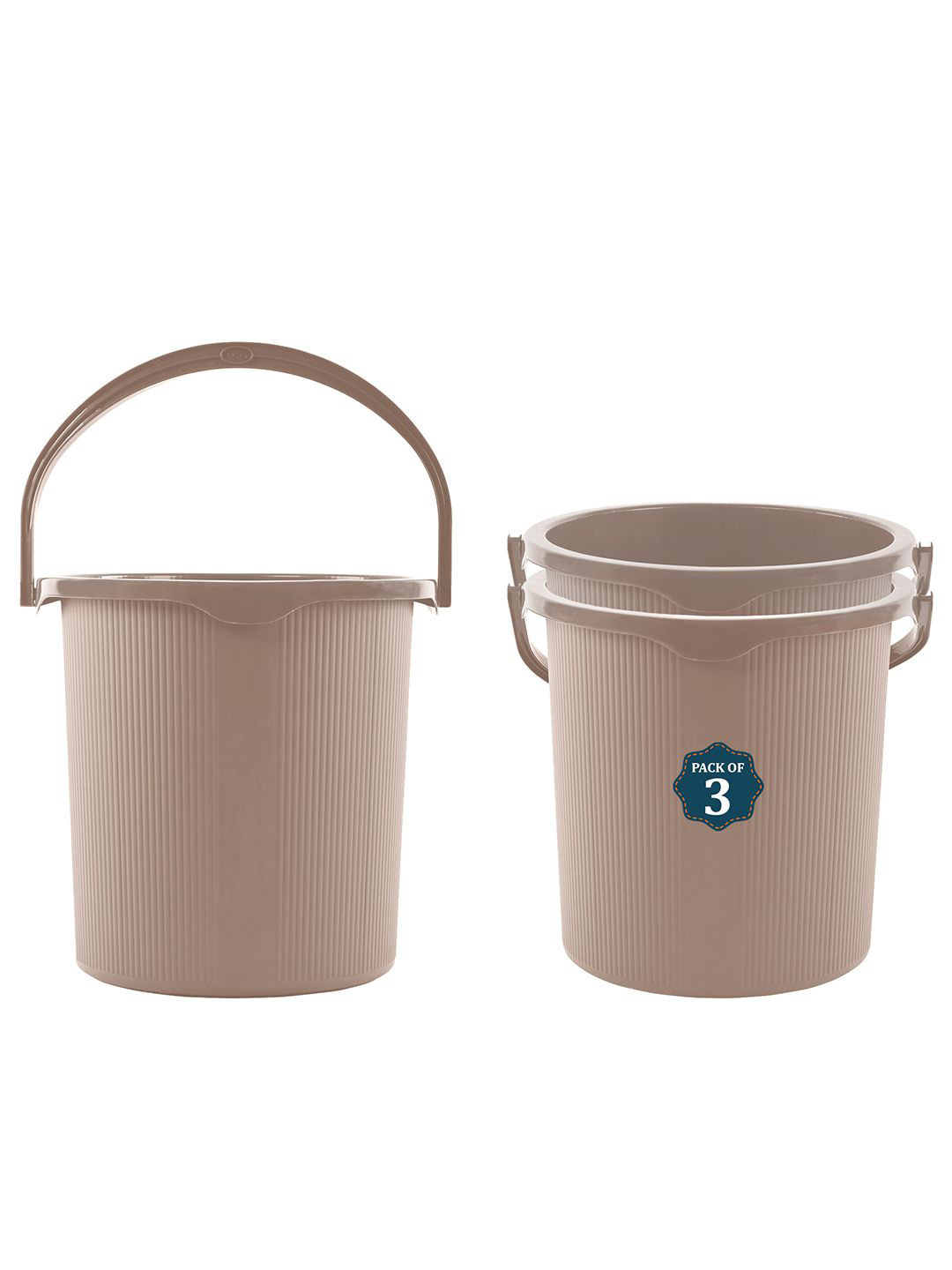 

Kuber Industries Magnite Beige 3 Pieces Striped Bucket 25L