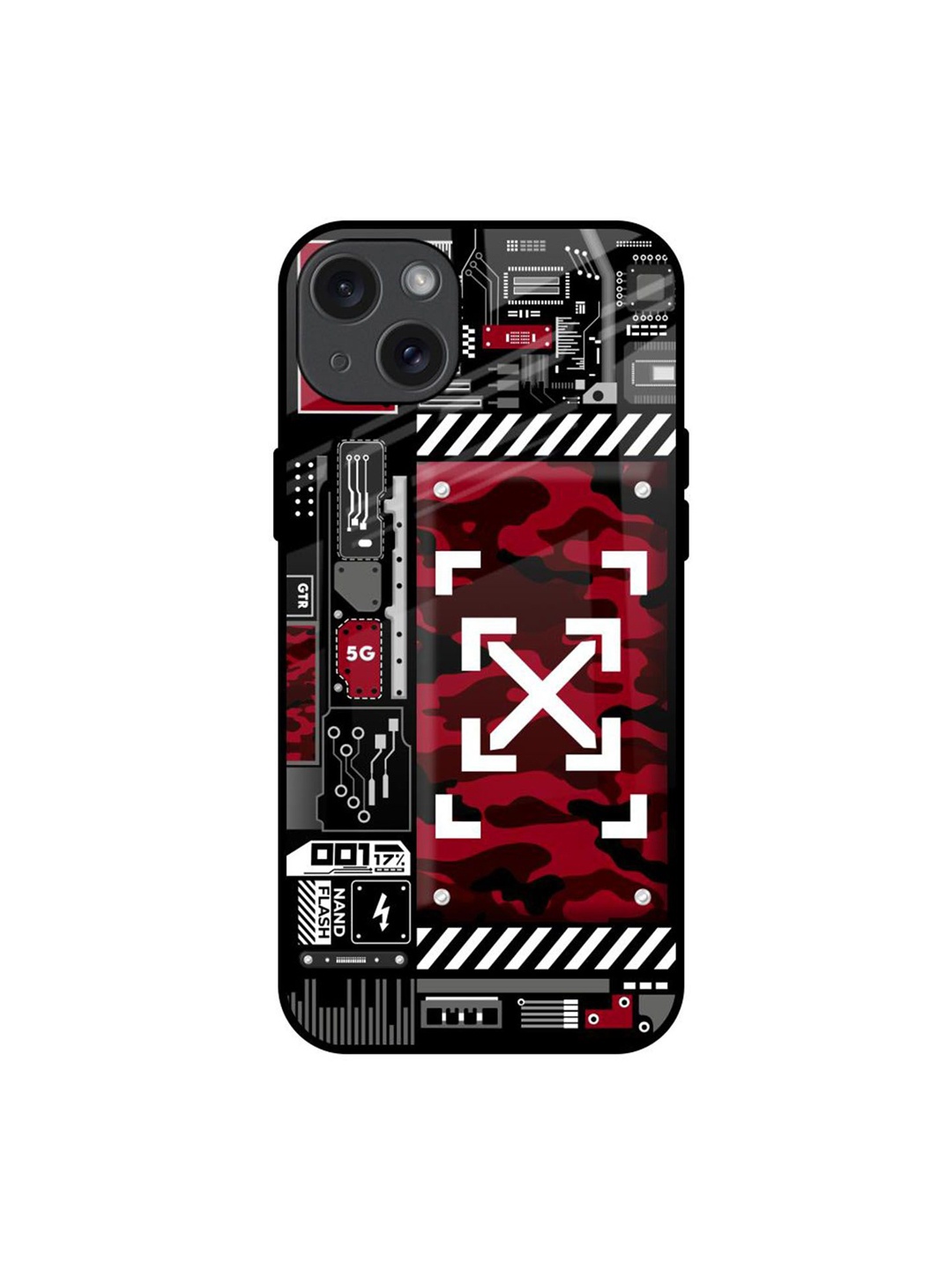 

QRIOH Technology Art Printed iPhone 15 Plus Back Case, Red