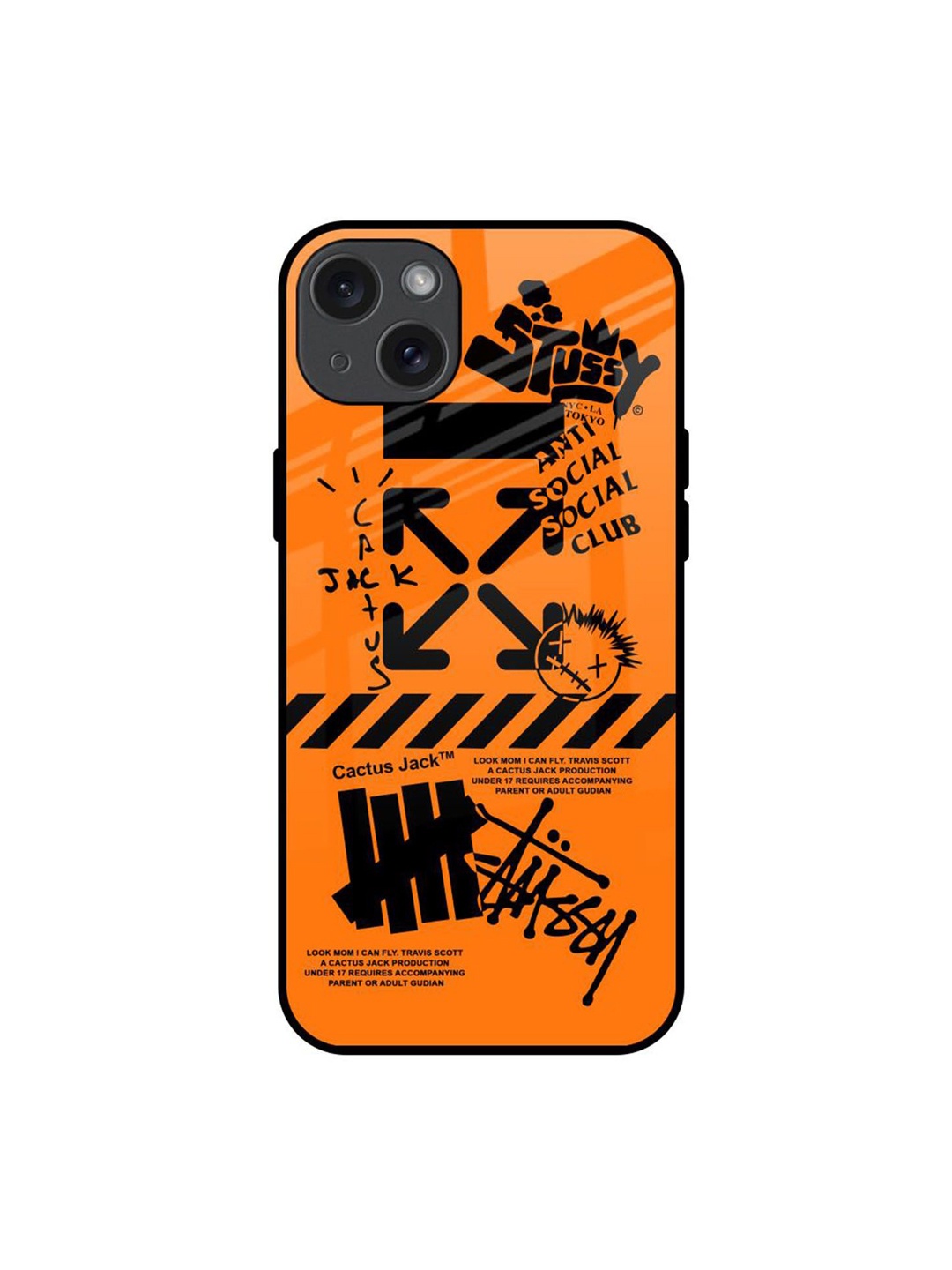 

QRIOH Anti Social Club Printed iPhone 15 Plus Back Case, Orange