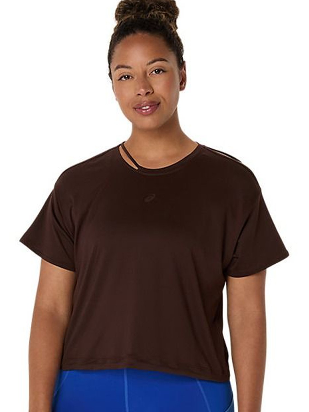 

ASICS Women Solid Round Neck Relaxed Fit T-shirt, Brown