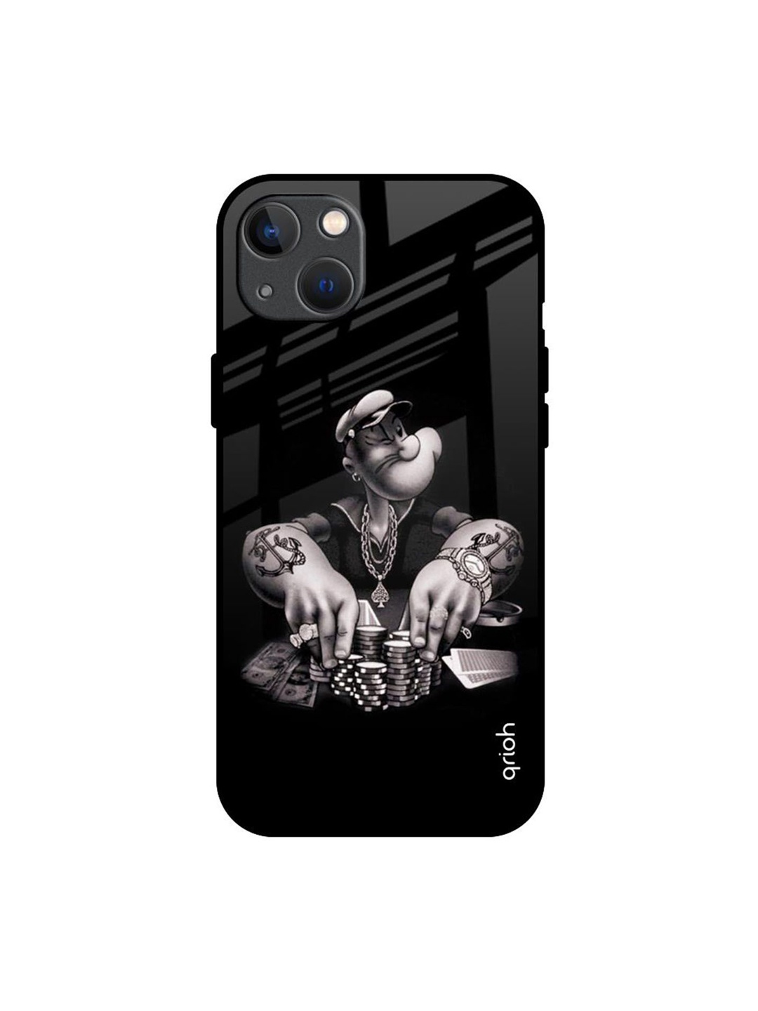 

QRIOH Gambling Problem Printed iPhone 13 Back Case, Black