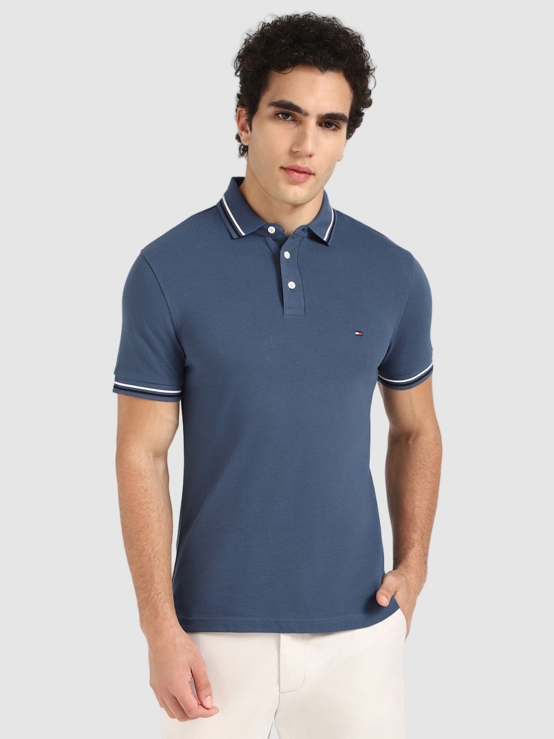 

Tommy Hilfiger Men Polo Collar Slim Fit T-shirt, Blue