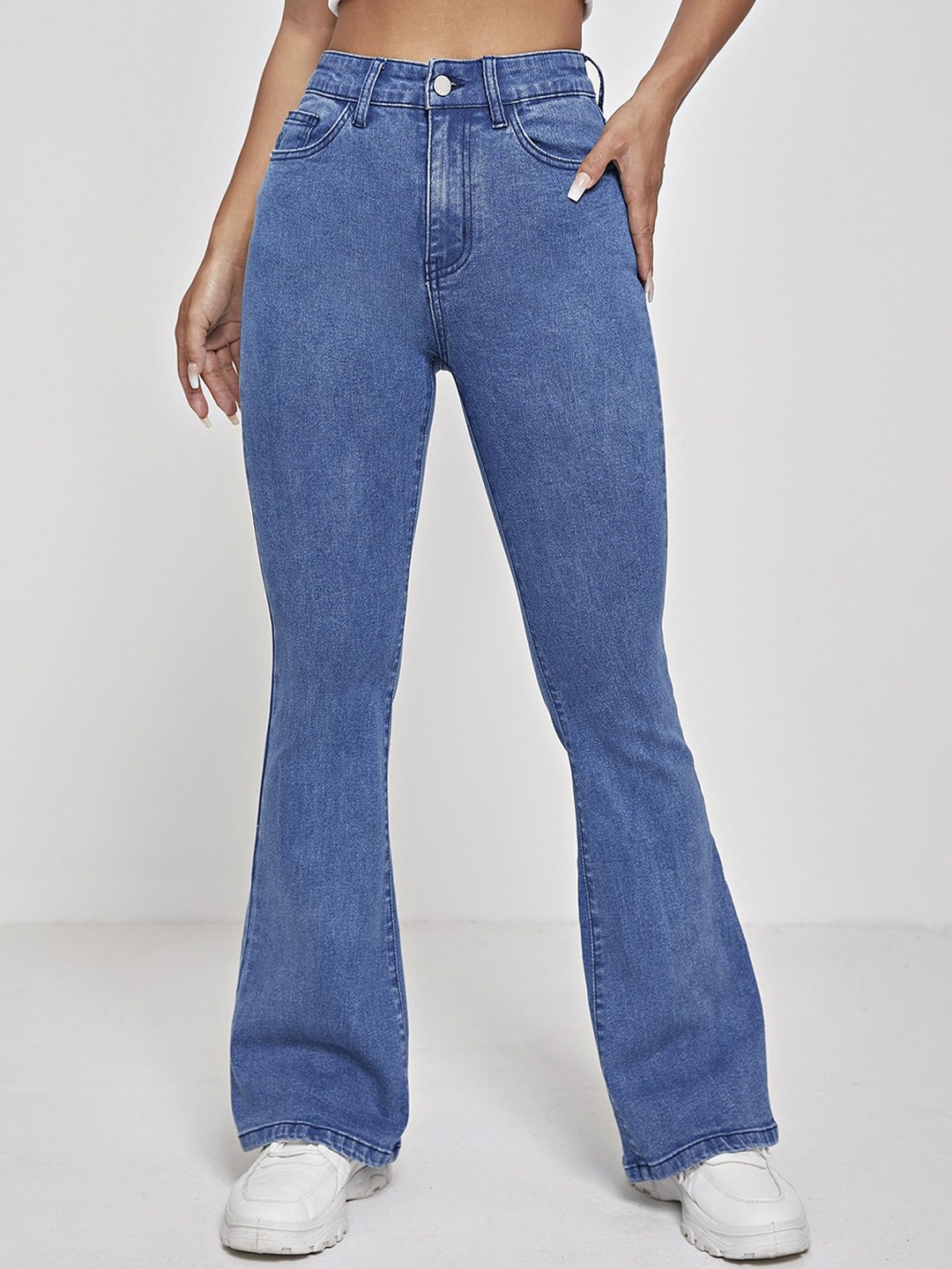 

KATECLO Women Comfort Bootcut High-Rise Stretchable Jeans, Blue