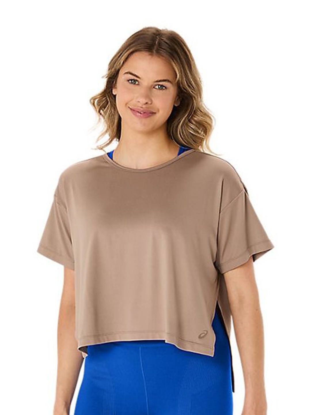 

ASICS Women Solid Round Neck T-shirt, Brown