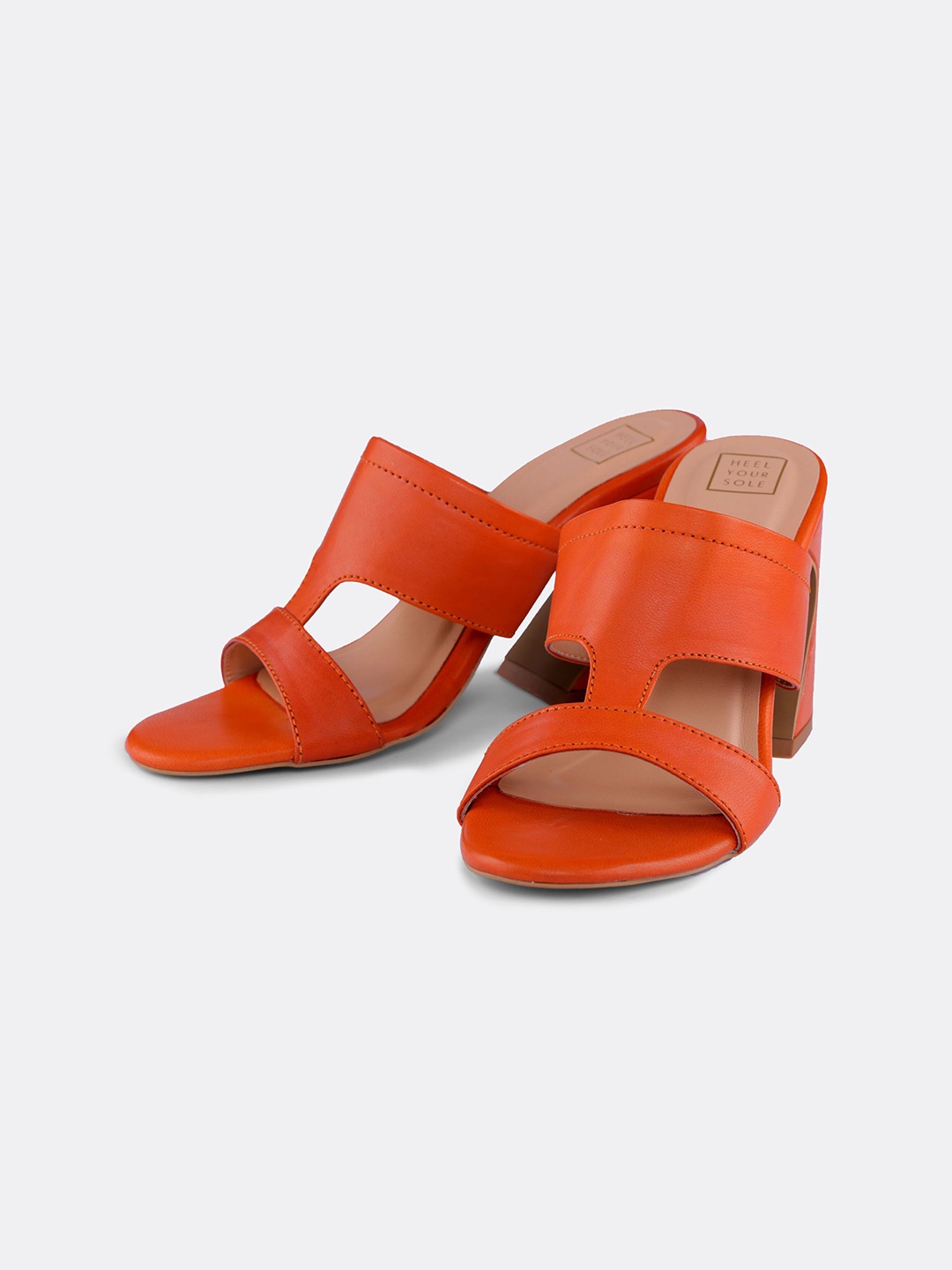 

HEEL YOUR SOLE Leather Party Block Sandals, Rust