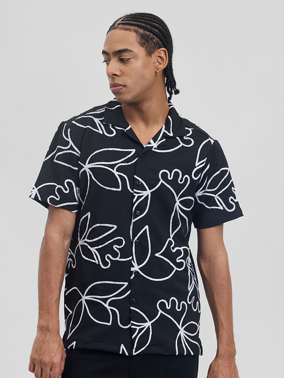 

Snitch Men Boxy Opaque Printed Casual Shirt, Charcoal