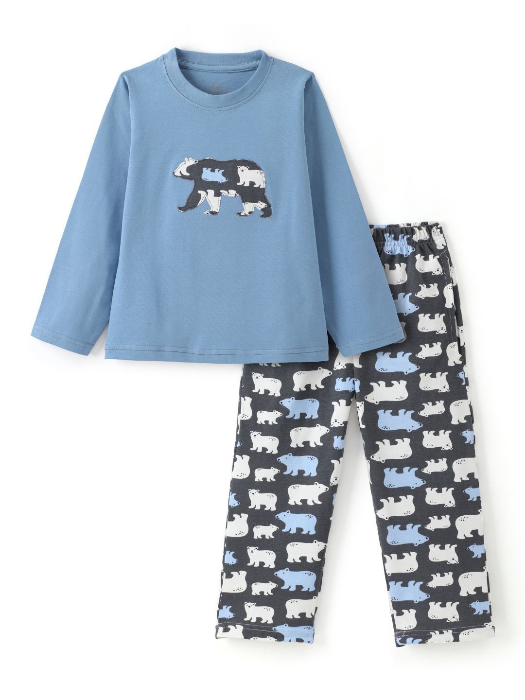 

FUNKRAFTS Kids Printed Round Neck Pure Cotton T-shirt with Pyjamas, Blue