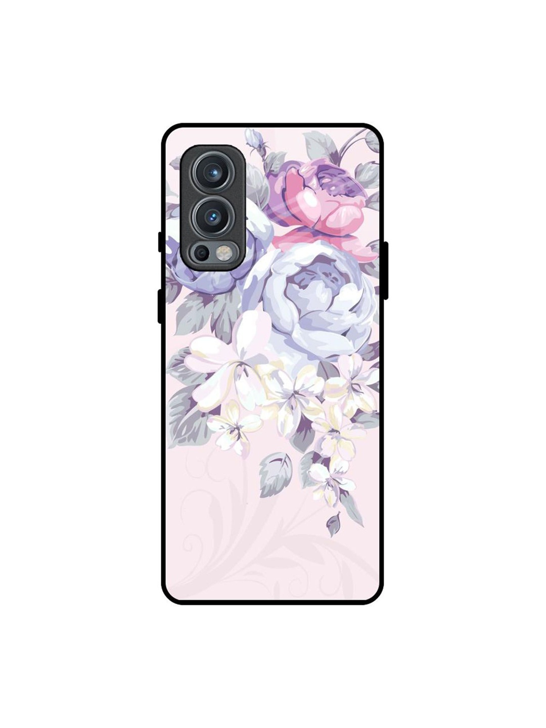 

QRIOH Elegant Floral Printed Oneplus Nord 2 Back Case, Pink