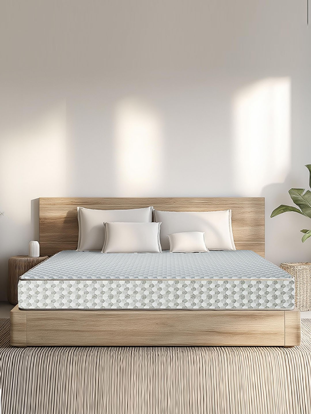 

Sleepwell White & Grey Printed Reversible Queen Size Dual Pro Profiled Mattress