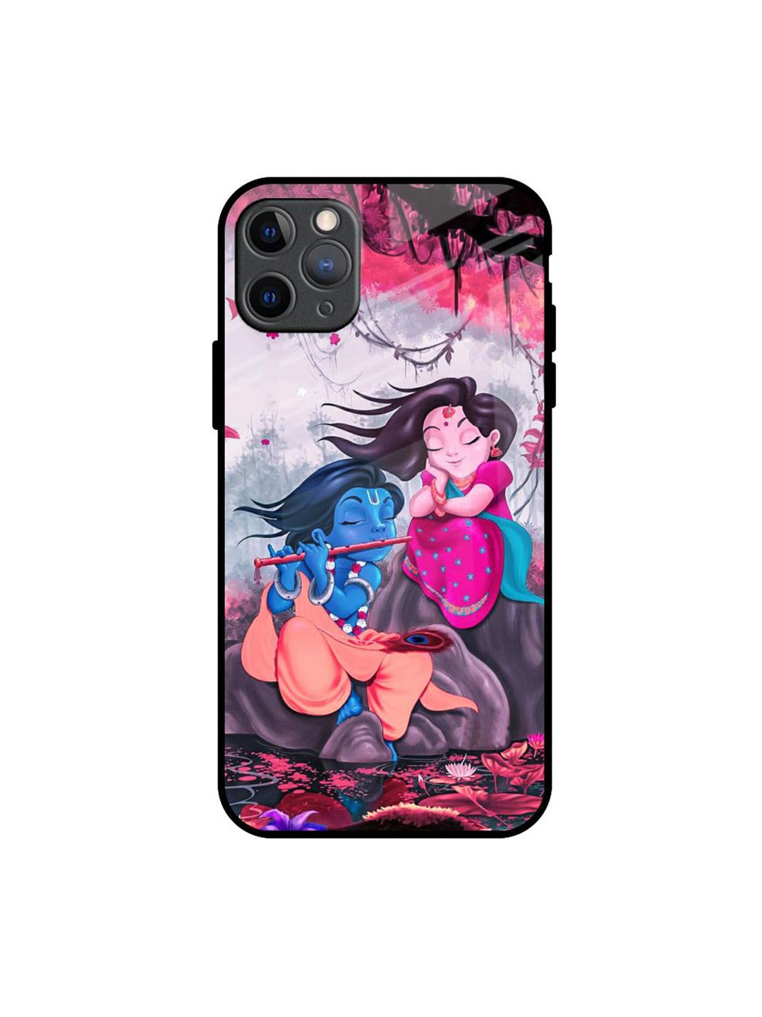 

QRIOH Radha Krishna Art Real Printed iPhone 11 Pro Max Back Case, White