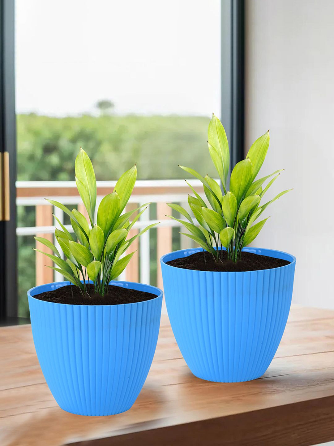 

Kuber Industries Blue 3 Pieces Textured Durable Planters