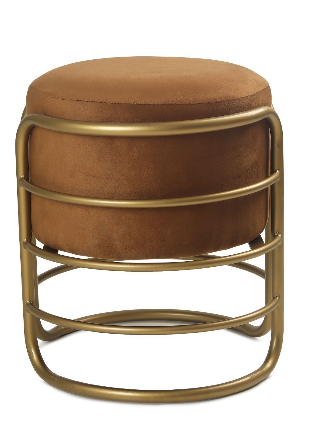 

Blck Homes Brown And Gold-Toned Oliver Pouffe Cylindrical Ottoman