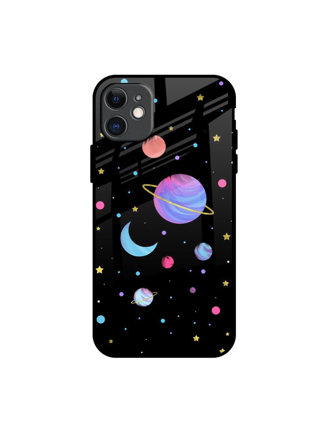 

QRIOH Planet Play Printed iPhone 11 Back Case, Black