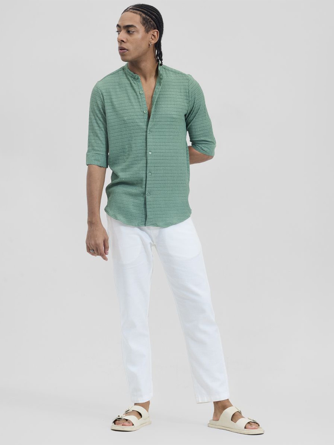 

Snitch Men Slim Fit Opaque Formal Shirt, Green