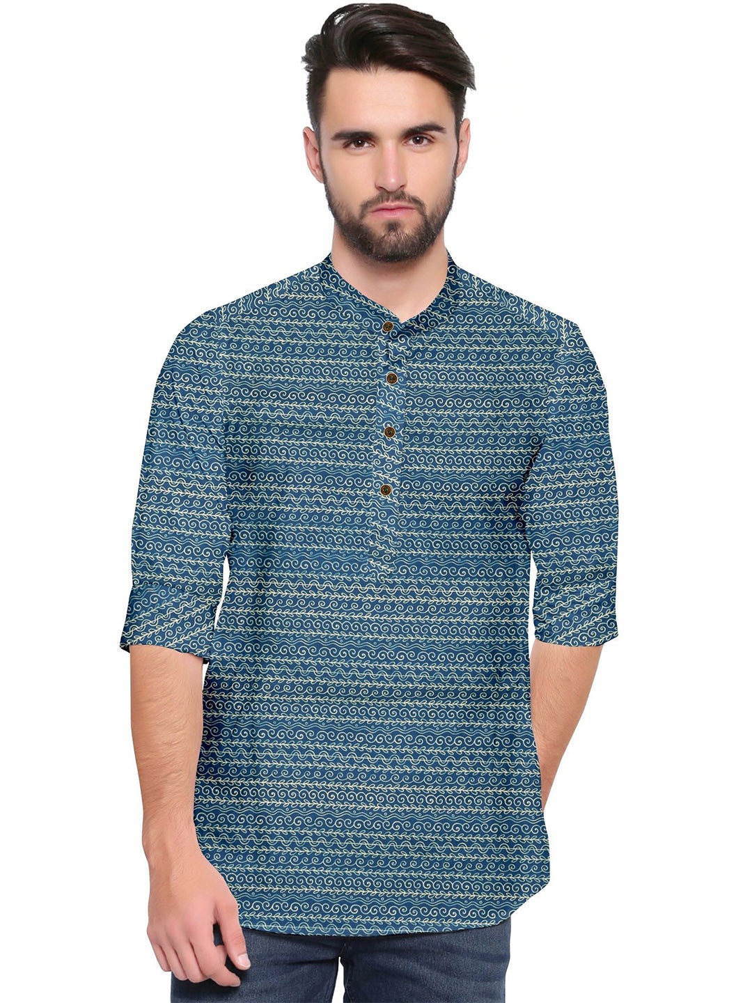 

Fashion FRICKS Men Classic Semi Sheer Casual Shirt, Blue