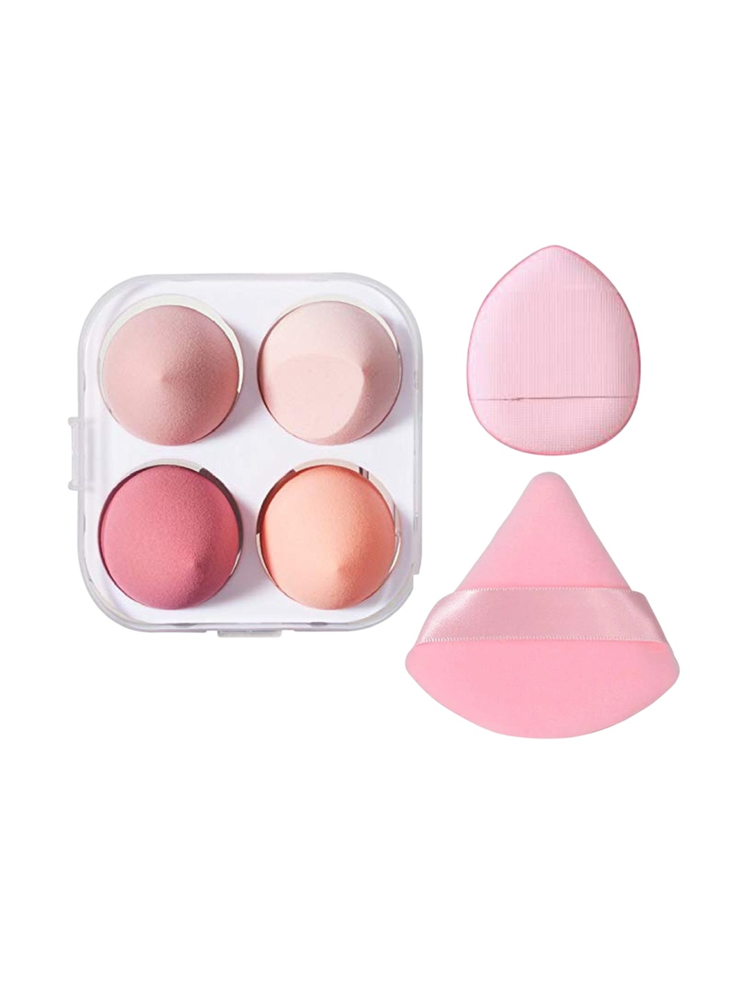 

Beautiflame Set Of 4 Blender Sponge, Egg Shaped Blending Puff With Finger & Pizza Puff, Pink