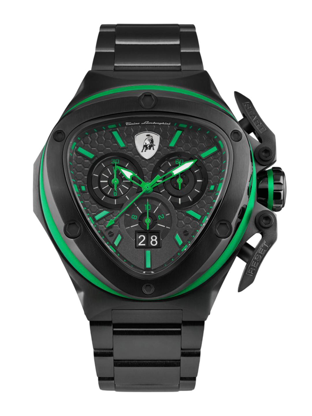 

Tonino Lamborghini Men Dial & Stainless Steel Bracelet Style Straps Analogue Chronograph Watch TL9XF-B, Black