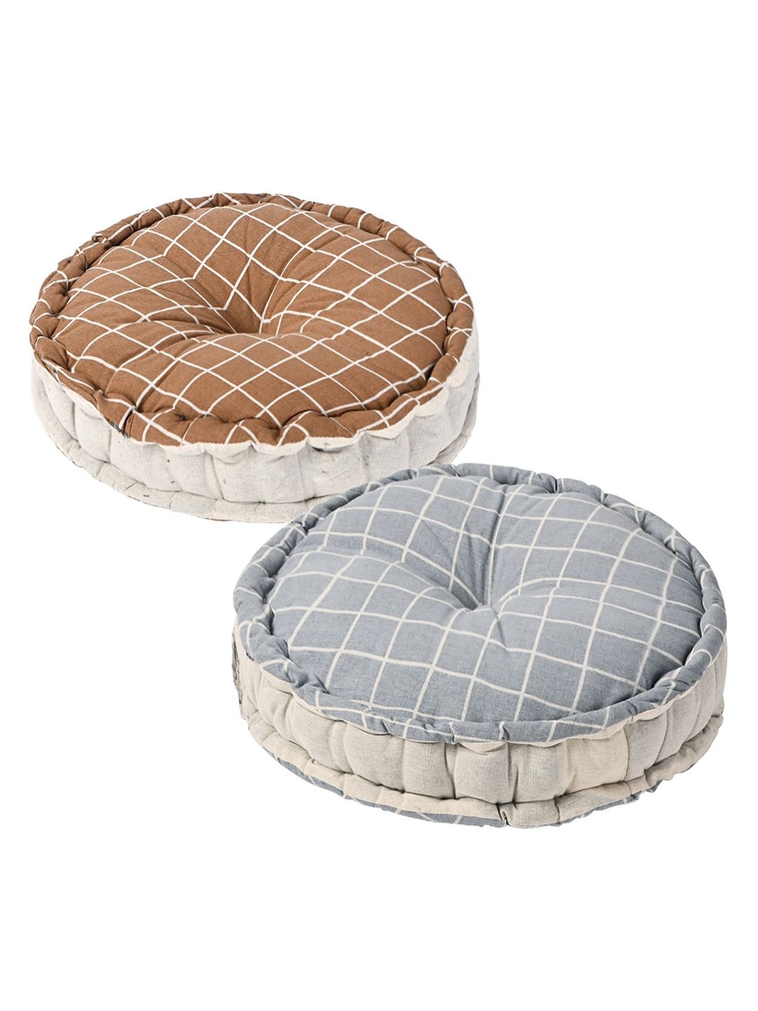 

Kuber Industries Brown & Grey 2 Pieces Printed Sitting Chair Cushion Pads