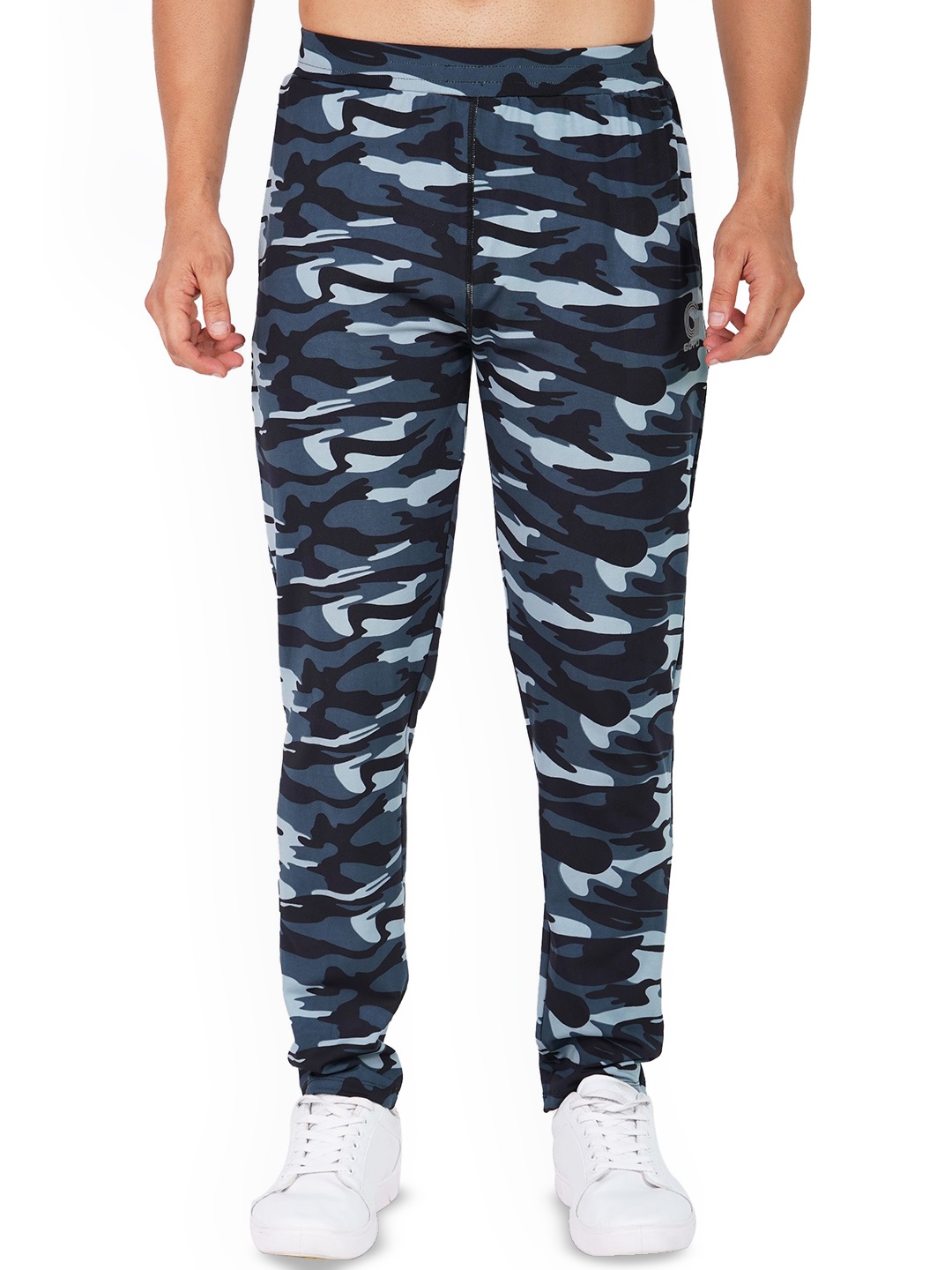 

GOTO Men Printed Mid Rise Track Pants, Blue
