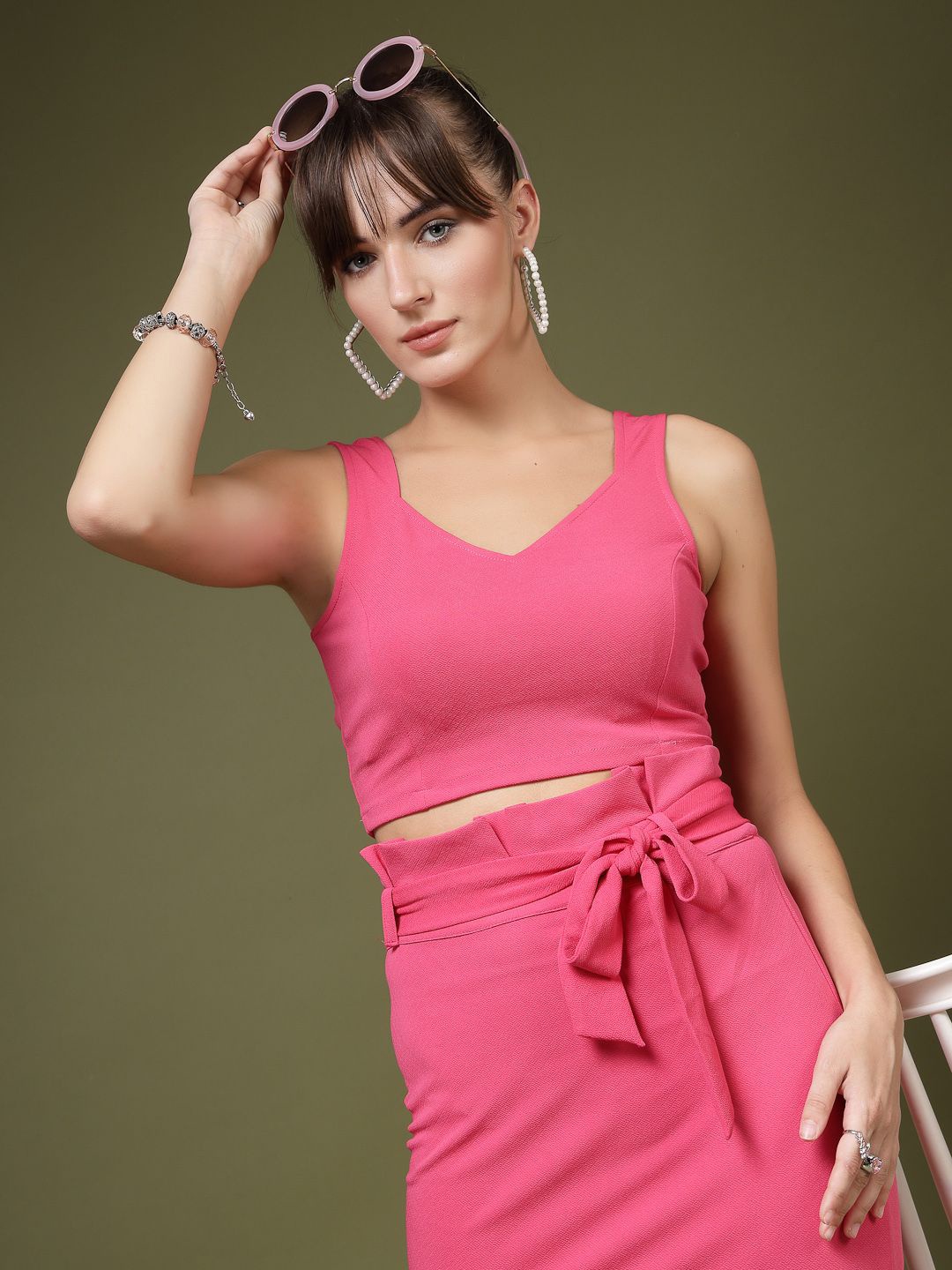 

DressBerry Sweetheart Neck Crop Top, Pink