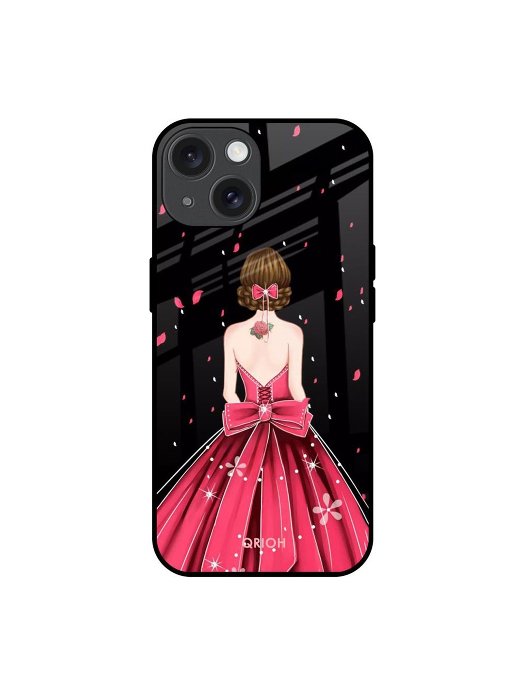 

QRIOH Fashion Princess Printed iPhone 15 Back Case, Black