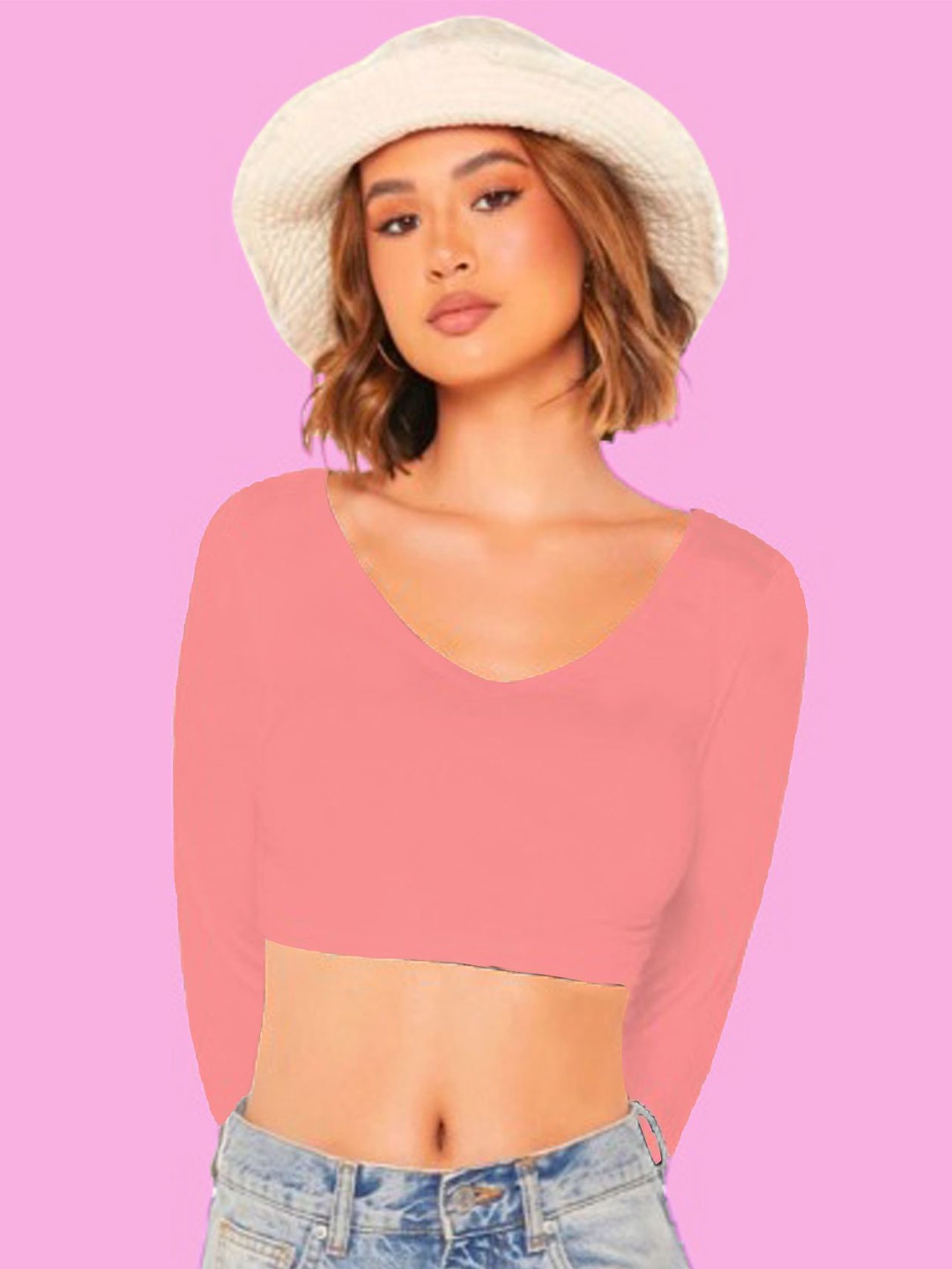 

Dream Beauty Fashion Women Solid Crop Top, Peach