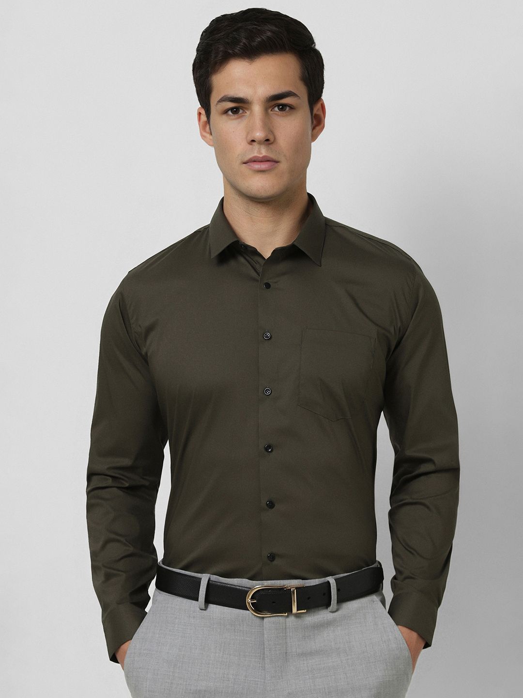 

Van Heusen Men Slim Fit Opaque Formal Shirt, Olive