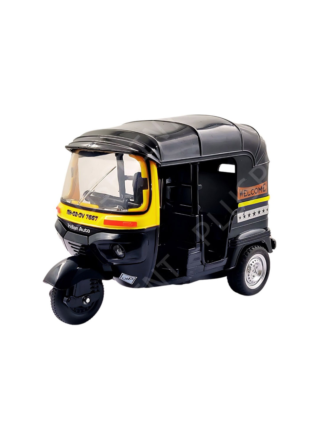 

PLUSPOINT Kids Pull Back Action City Auto Rickshaw Toy With Light & Sound, Yellow