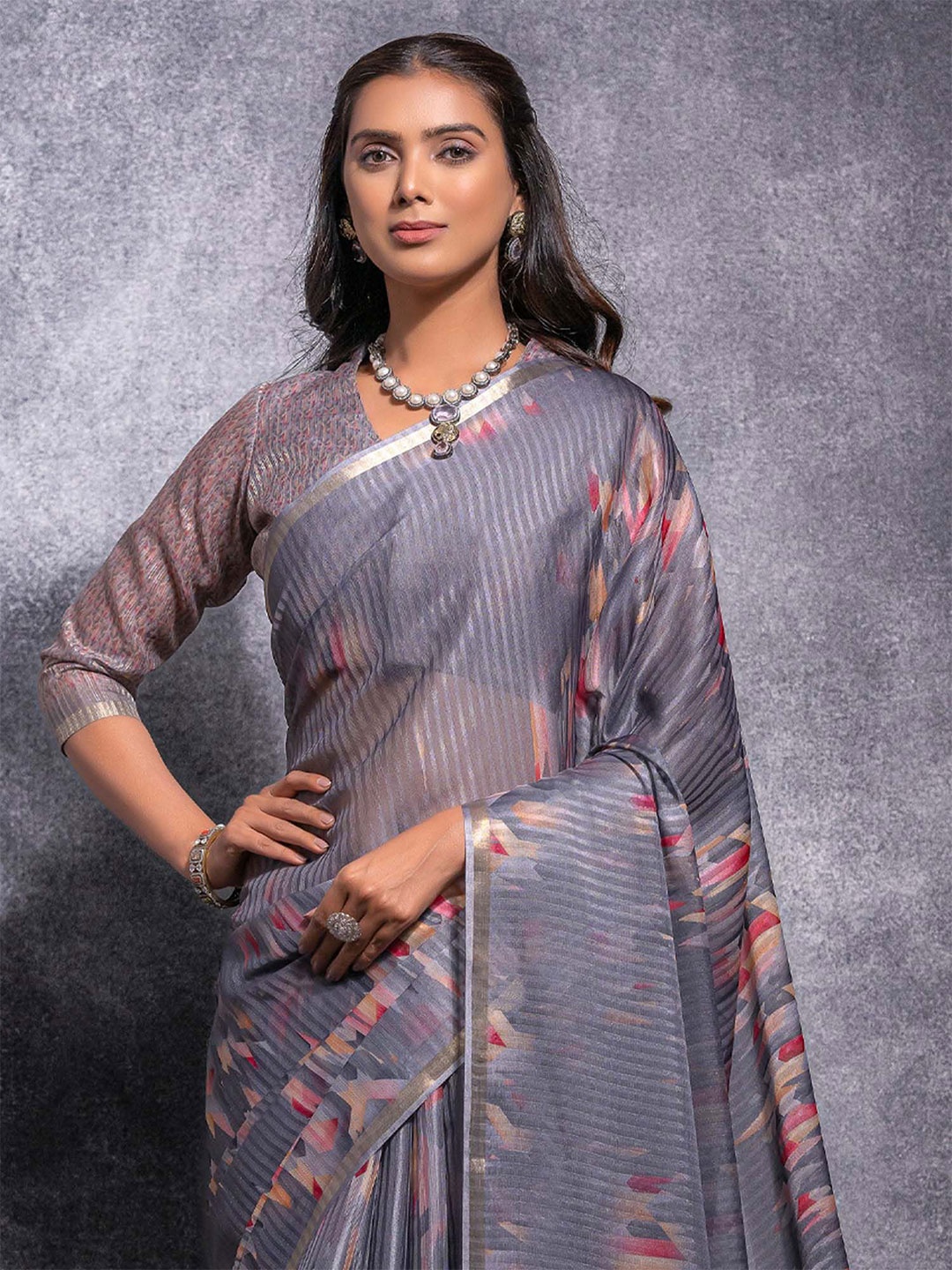 

Anouk Woven Design Zari Saree, Grey